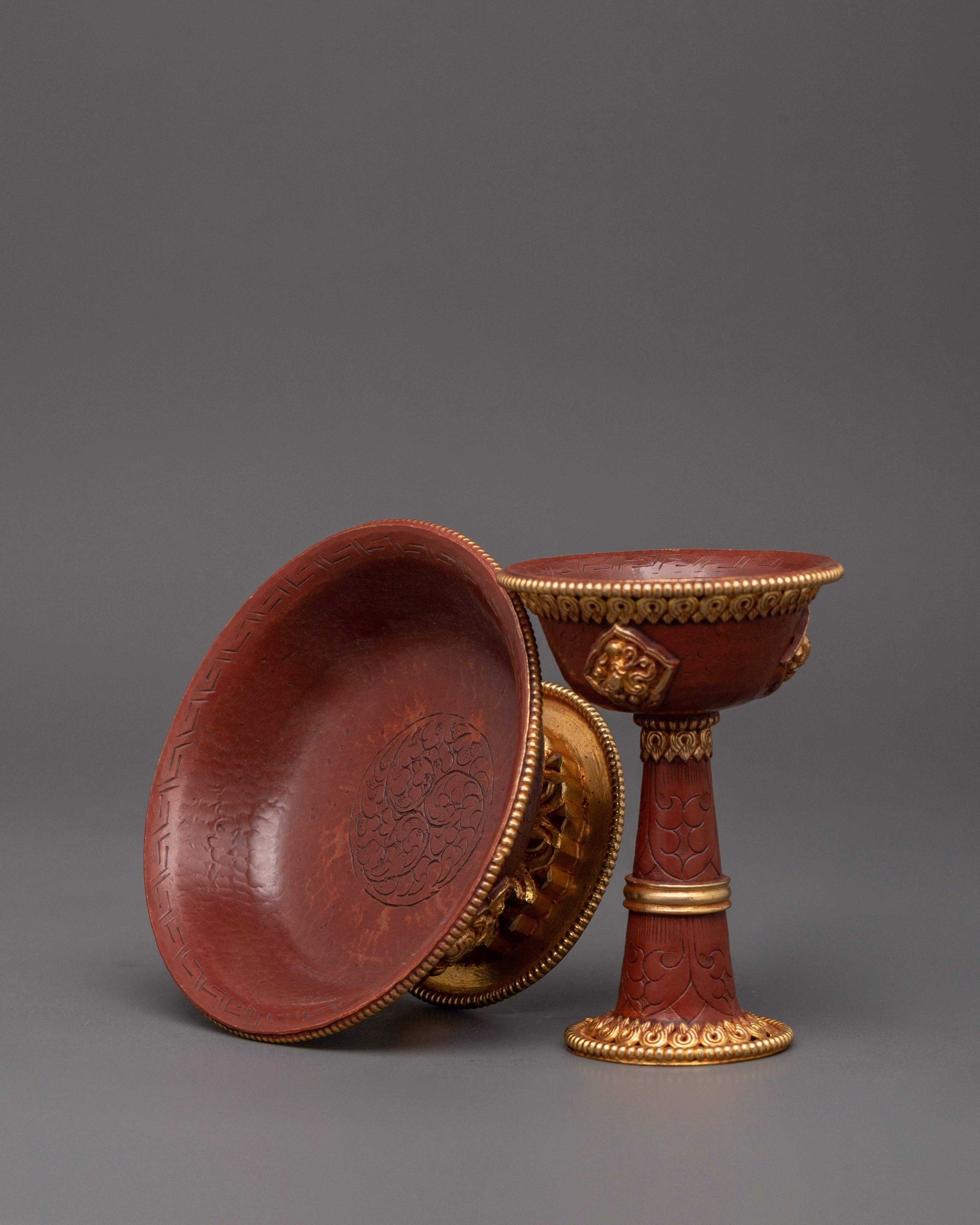 Gold-Plated Copper Serkyem Set |  Tibetan Tea Offering Vessel