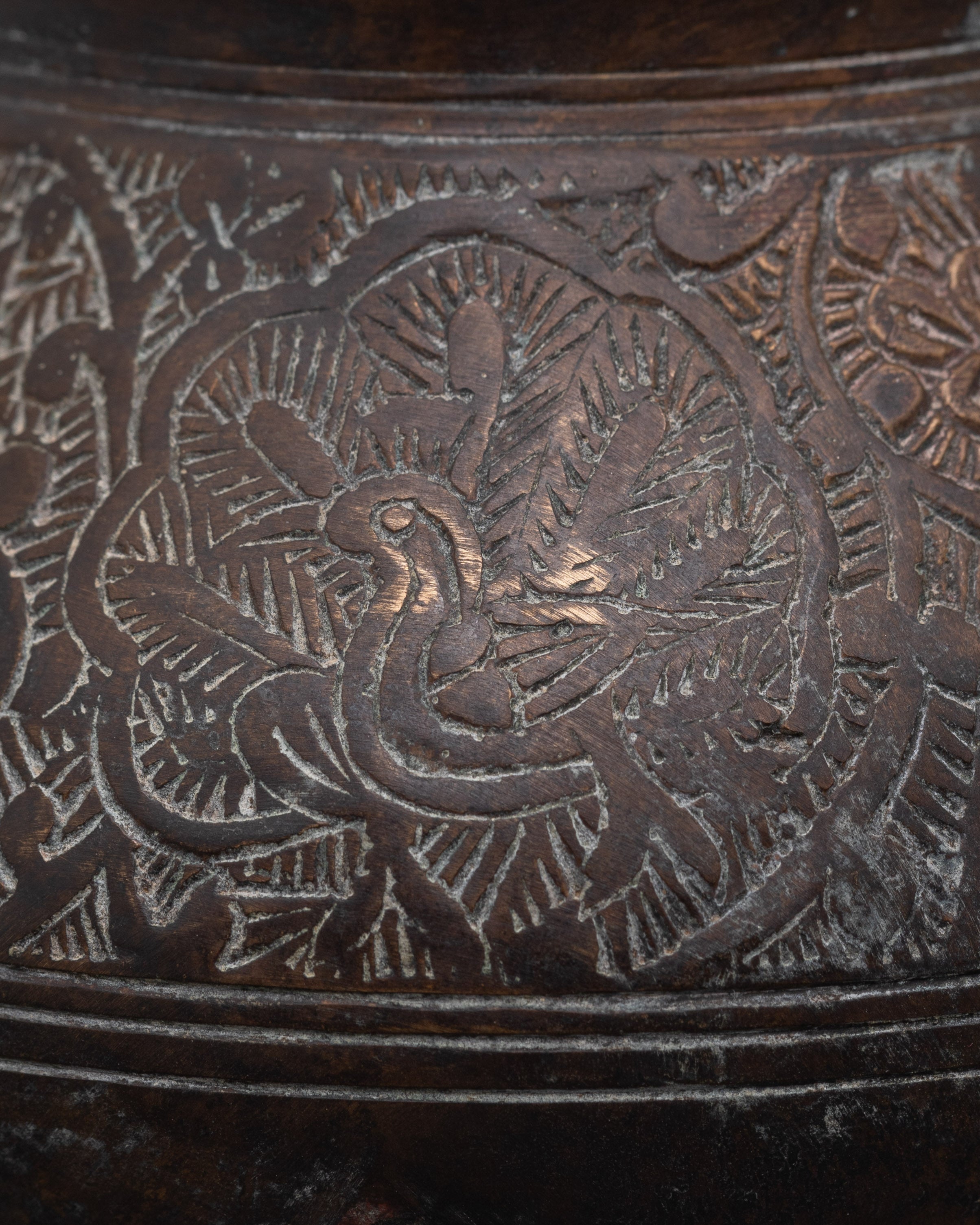 Copper Crafted Tea Pot |Tea Pot with Hand Carved Peacock Design