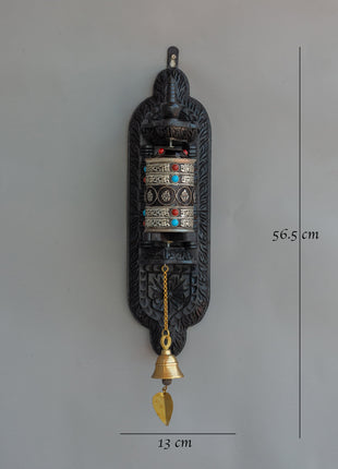 Wall-Mounted Tibetan Prayer Wheel  | Buddhist Spiritual Artifact