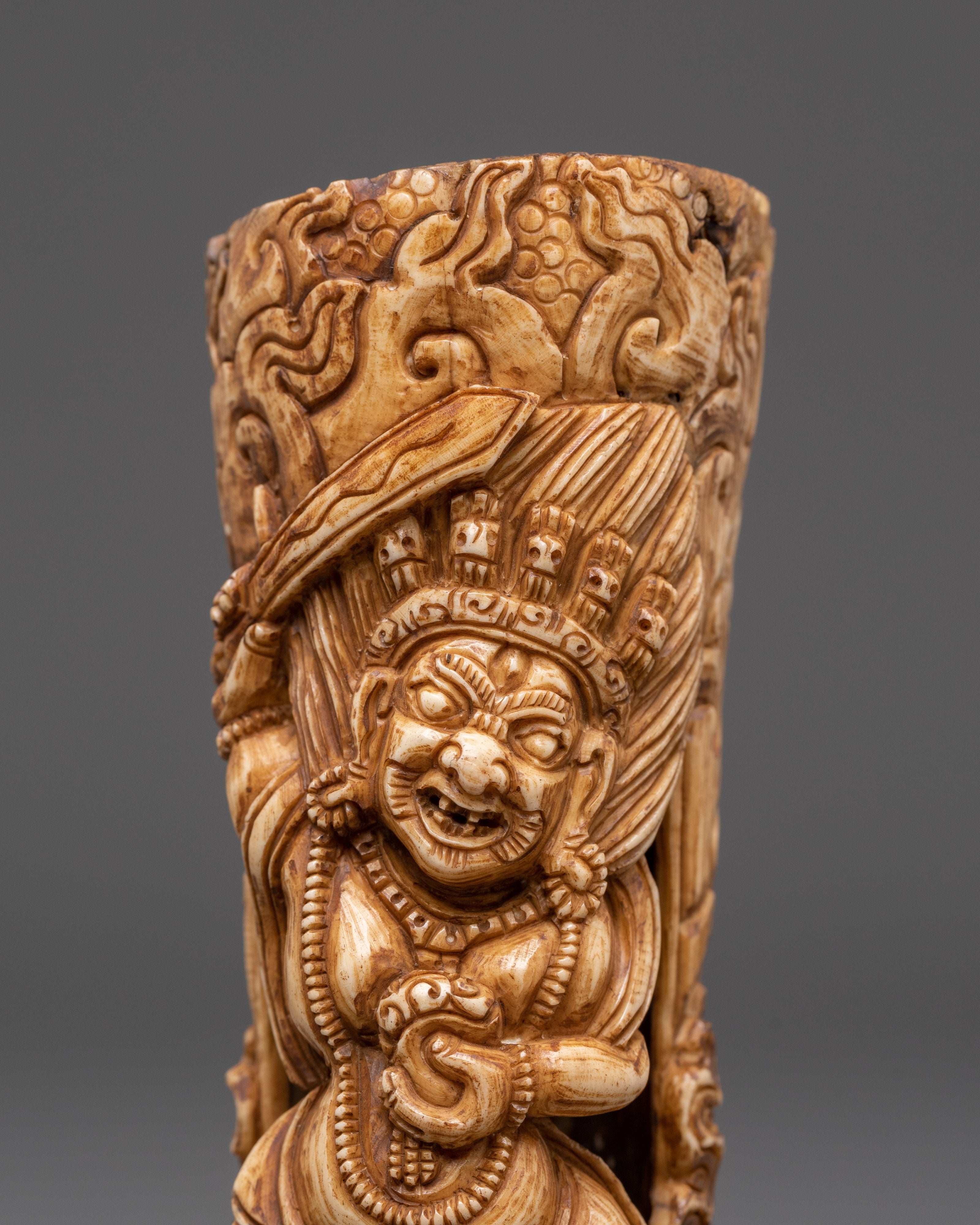 Hand Carved Buddhist Mahakala Bone | Protector of Dharma