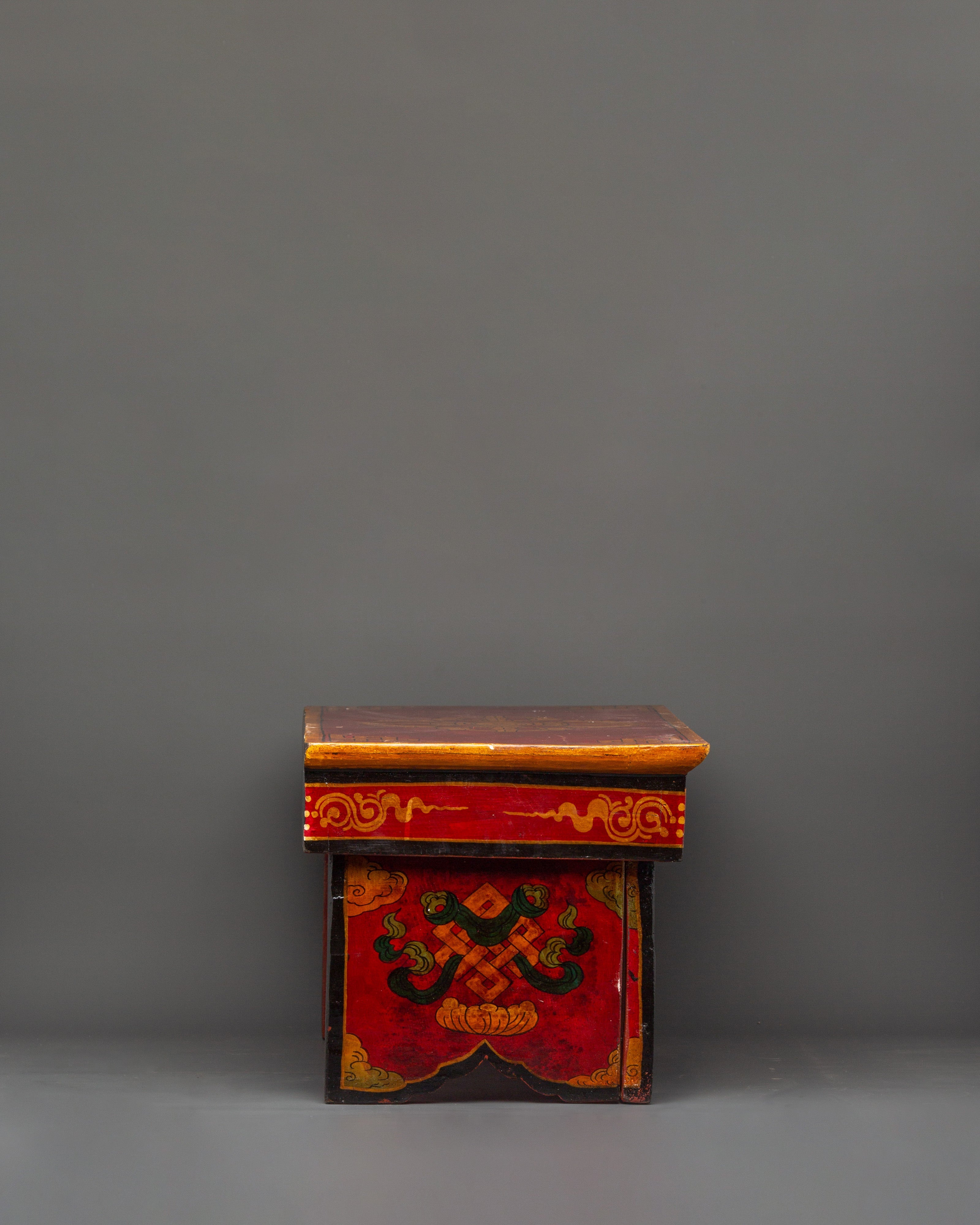 Hand-Painted Tibetan Wooden Folding Table | Snow Lion Ritual Altar Table