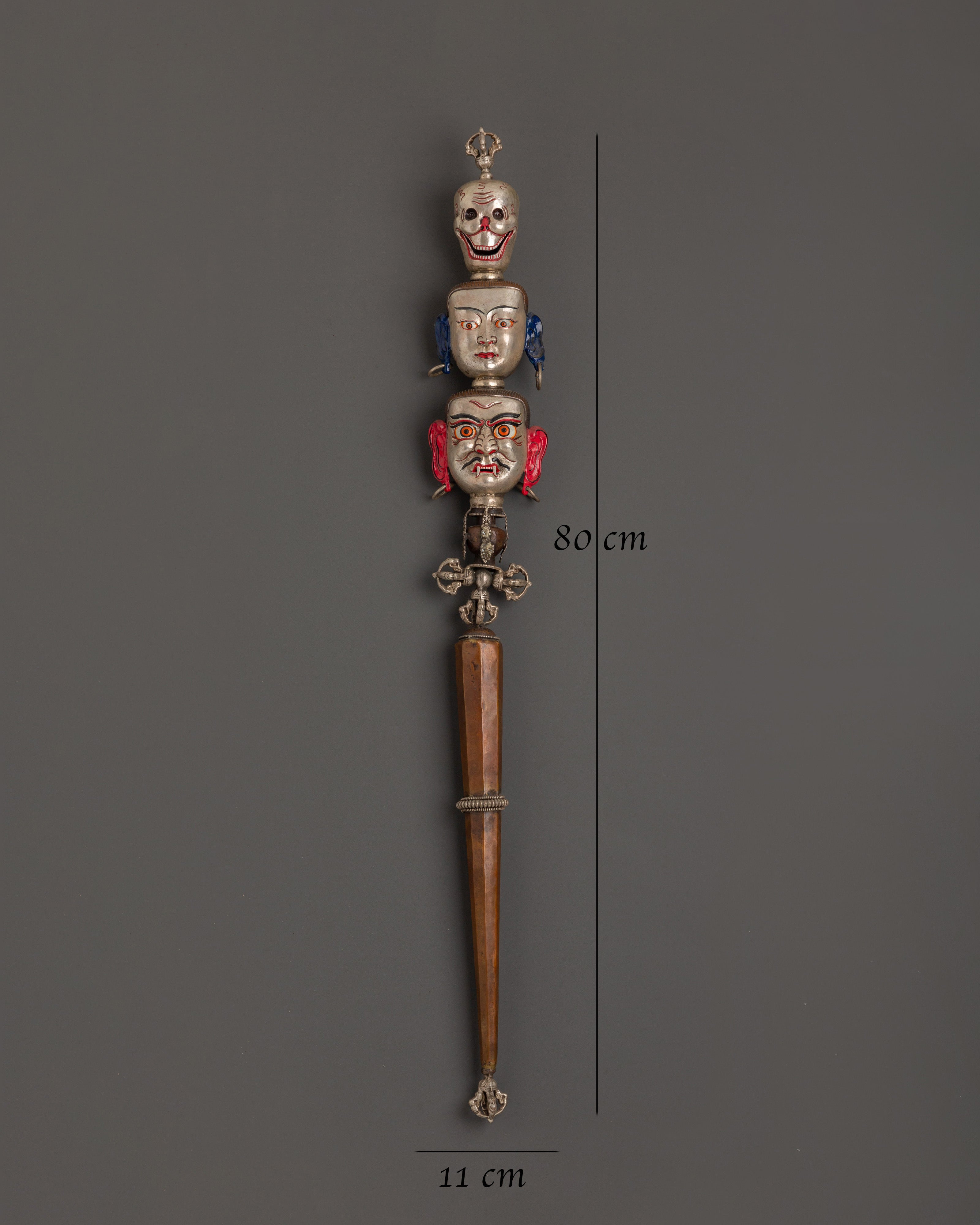 Handcrafted Tibetan Khatan Ritual Dagger | Three-Faced Sacred Artifact