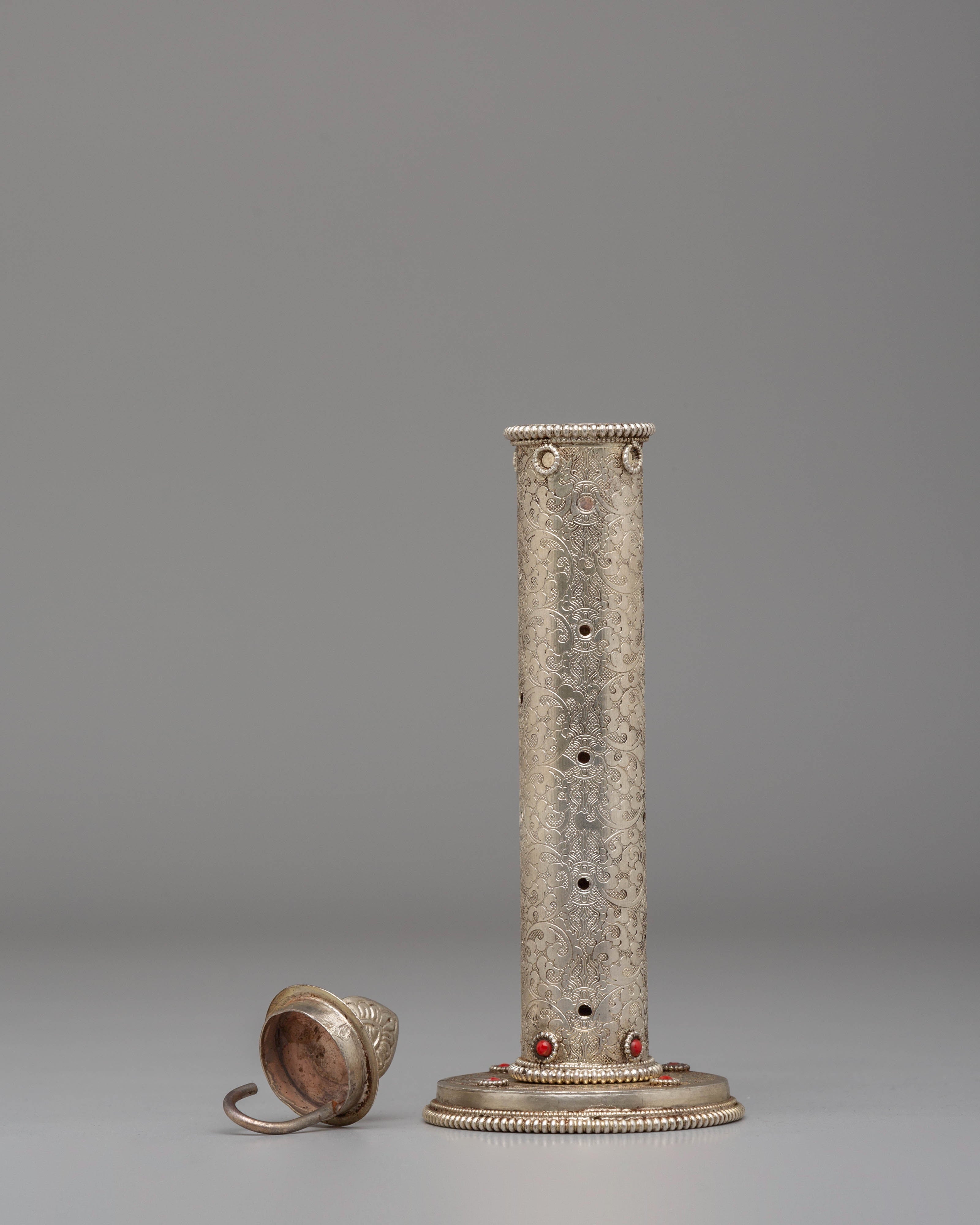 Buddhist Incense Holder for Rituals | Handcrafted Gemstone & Silver Design