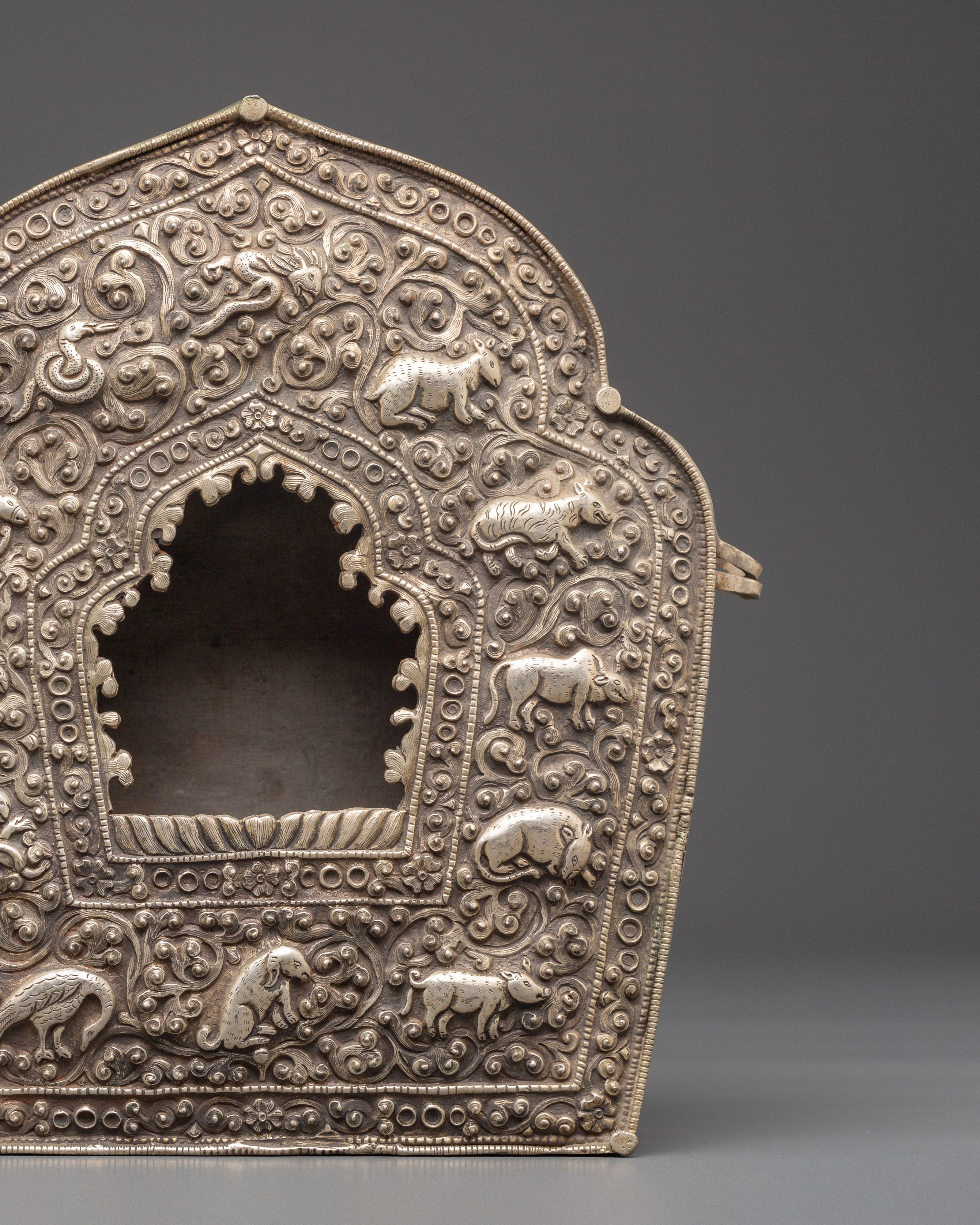 Authentic Handmade Ghau Box | Buddhist Ghau Box with Intricate Animal Motifs