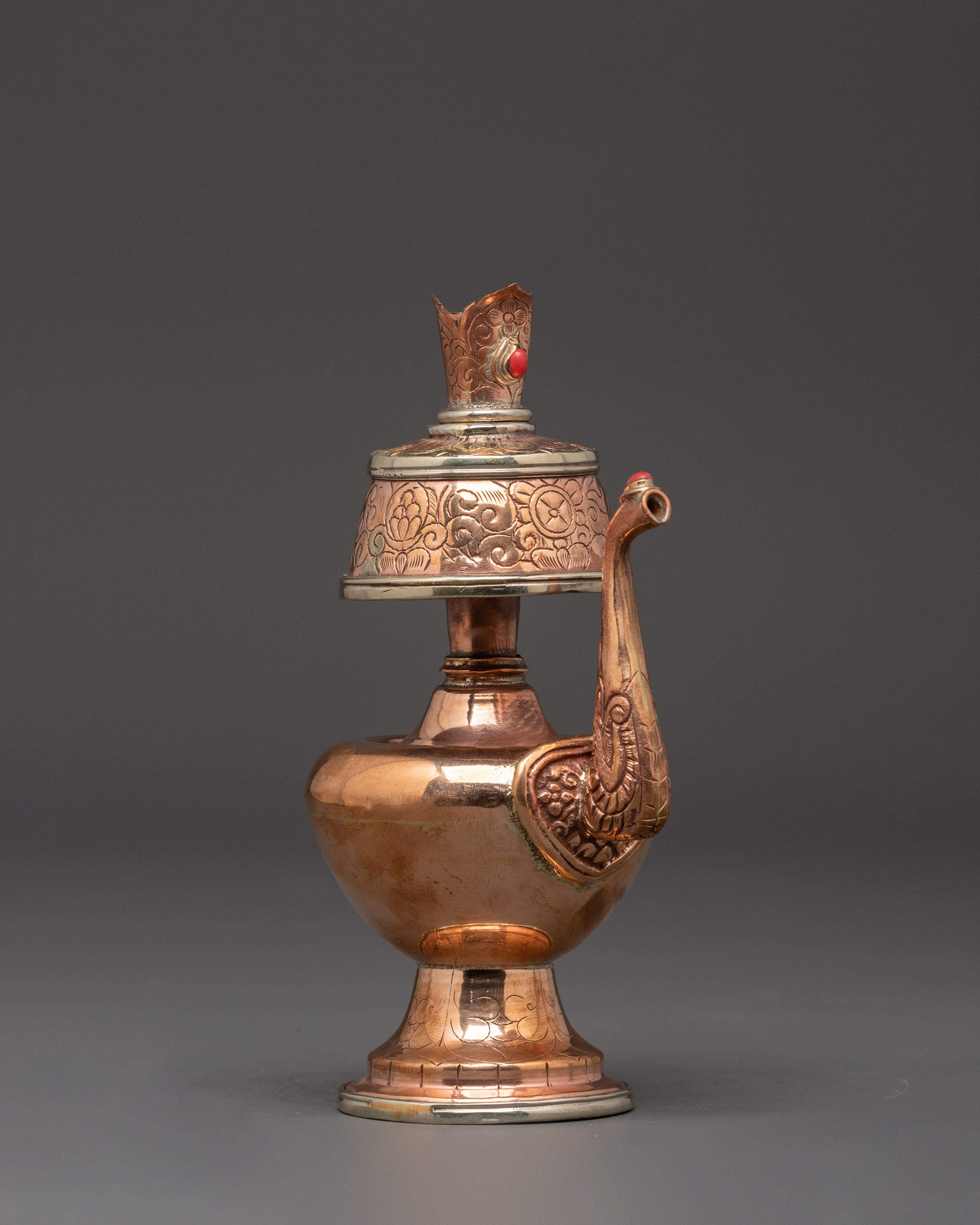 Handcrafted Bumpa Set with Crown Lids | Tibetan Ritual Offering Vessels