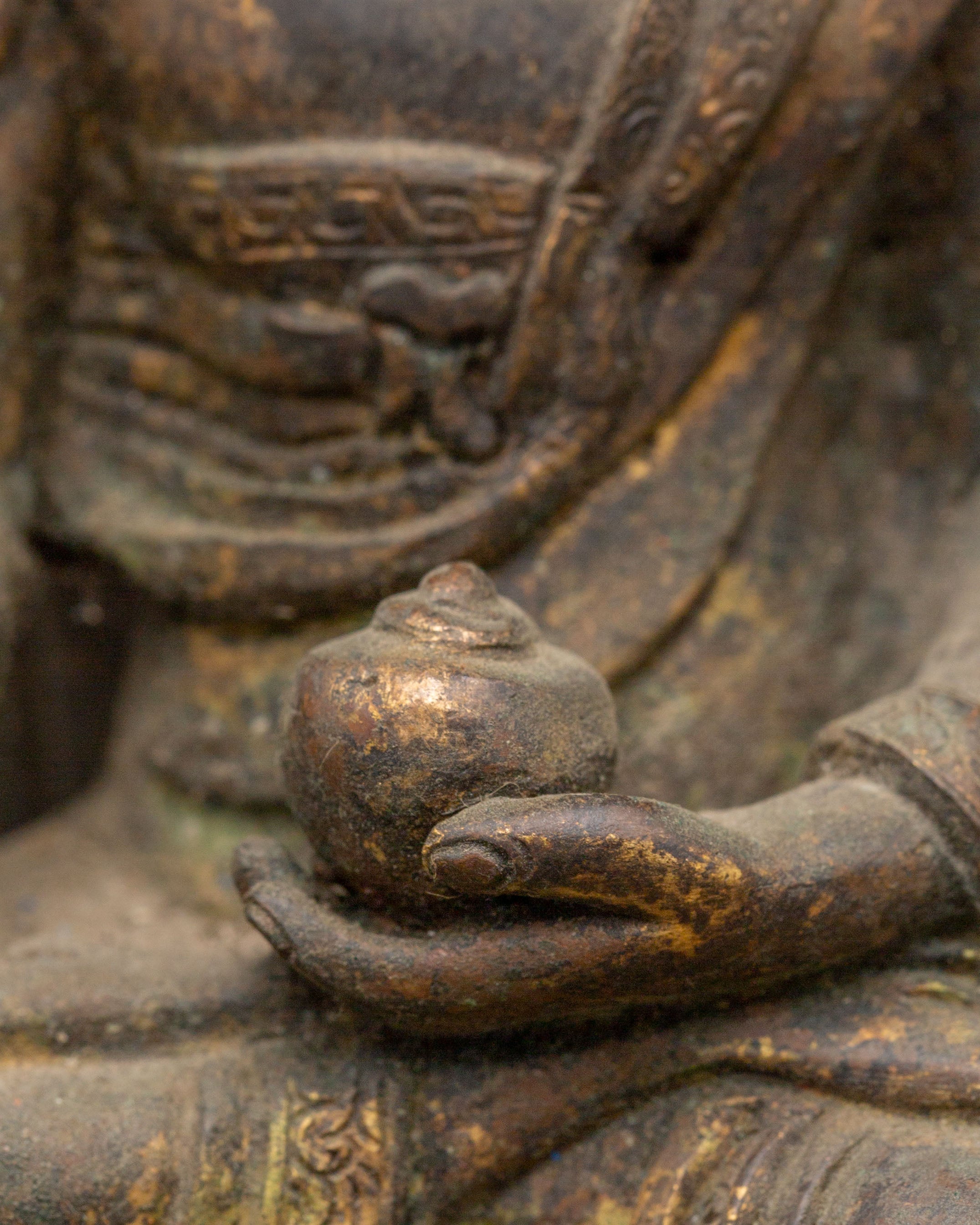 Buddha With Attendant Deities Sculpture | Sacred Altar Figure