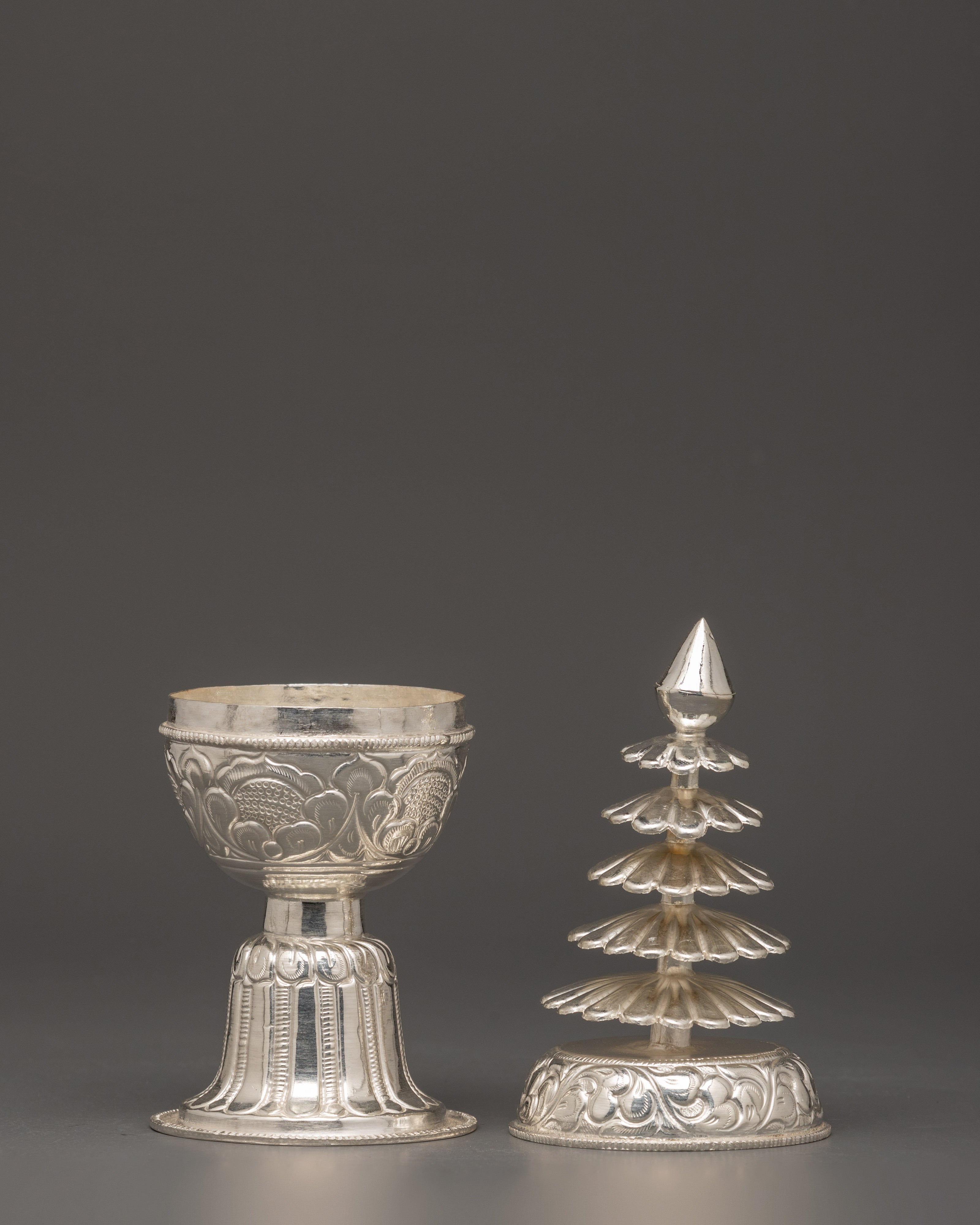 Pure Silver Jwala-Nhyaka & Sinamu Set | Traditional Newari Holy Puja Set