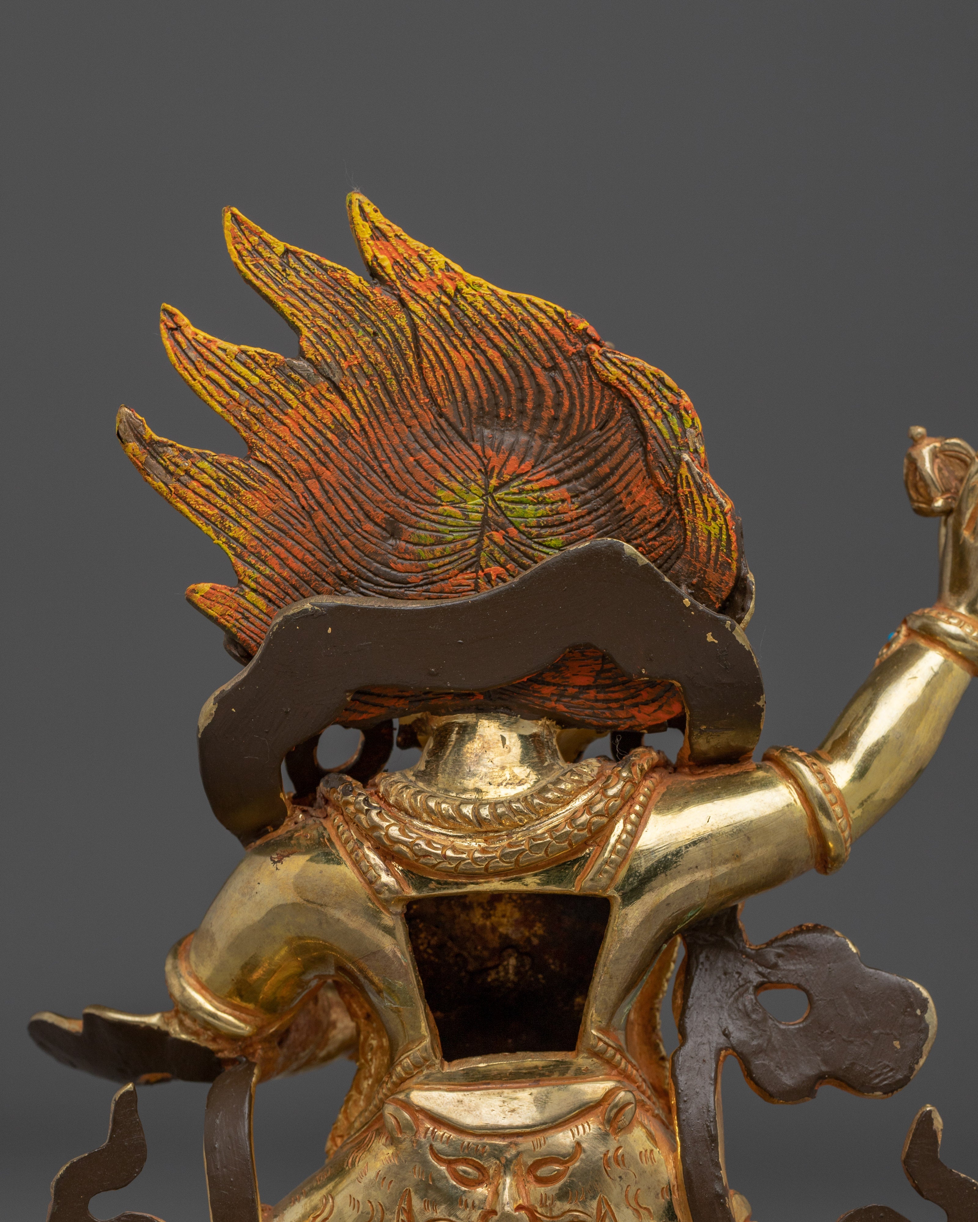 Copper Vajrapani Sculpture with Gemstones | Buddhist Protector for Shrine