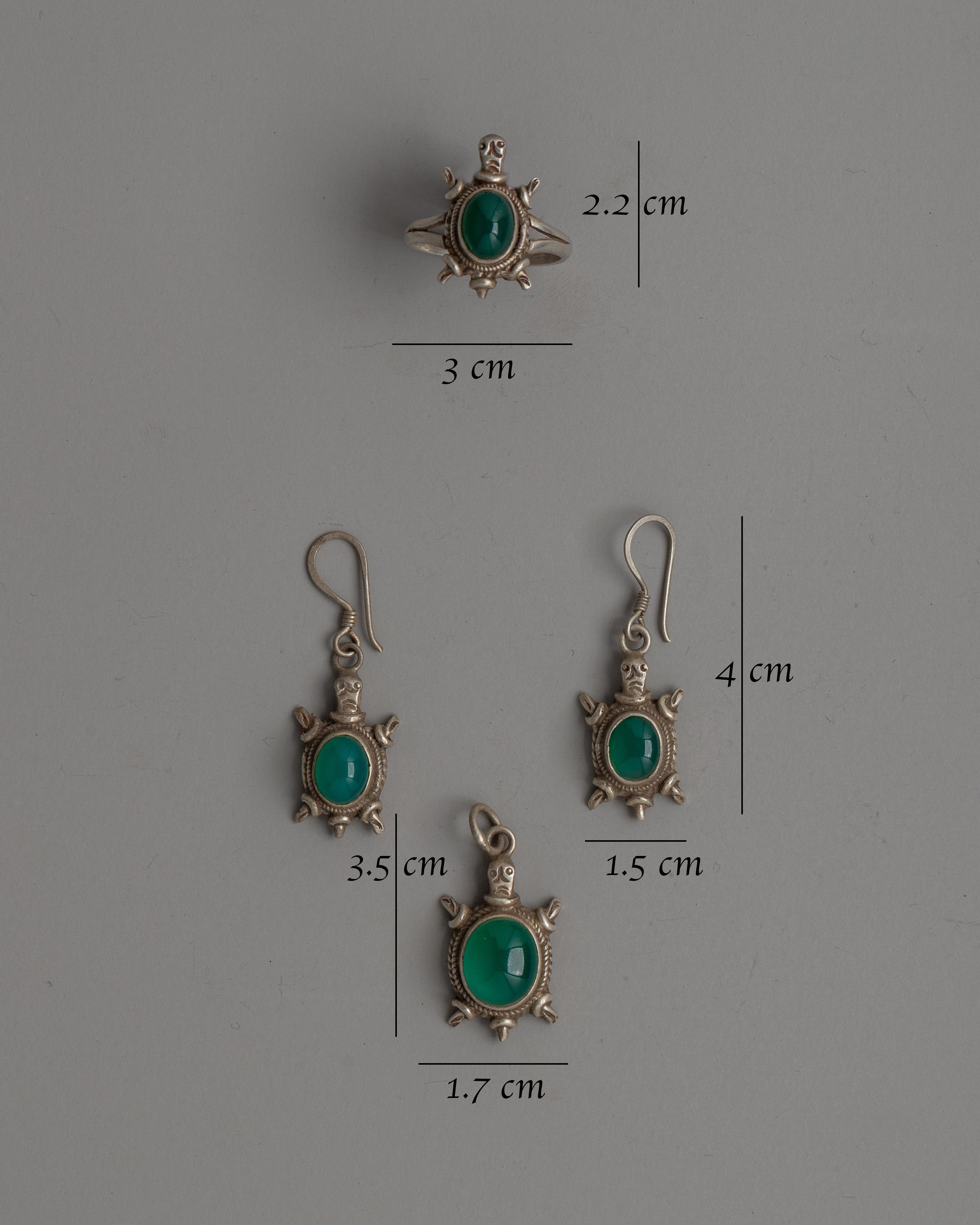 Sterling Silver Jewelry Set |  Set with Authentic Malachite Stones