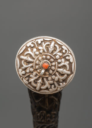 Tibetan Snuff Horn with Pure Silver and Coral | Ethically Sourced Yak Horn Snuff Box