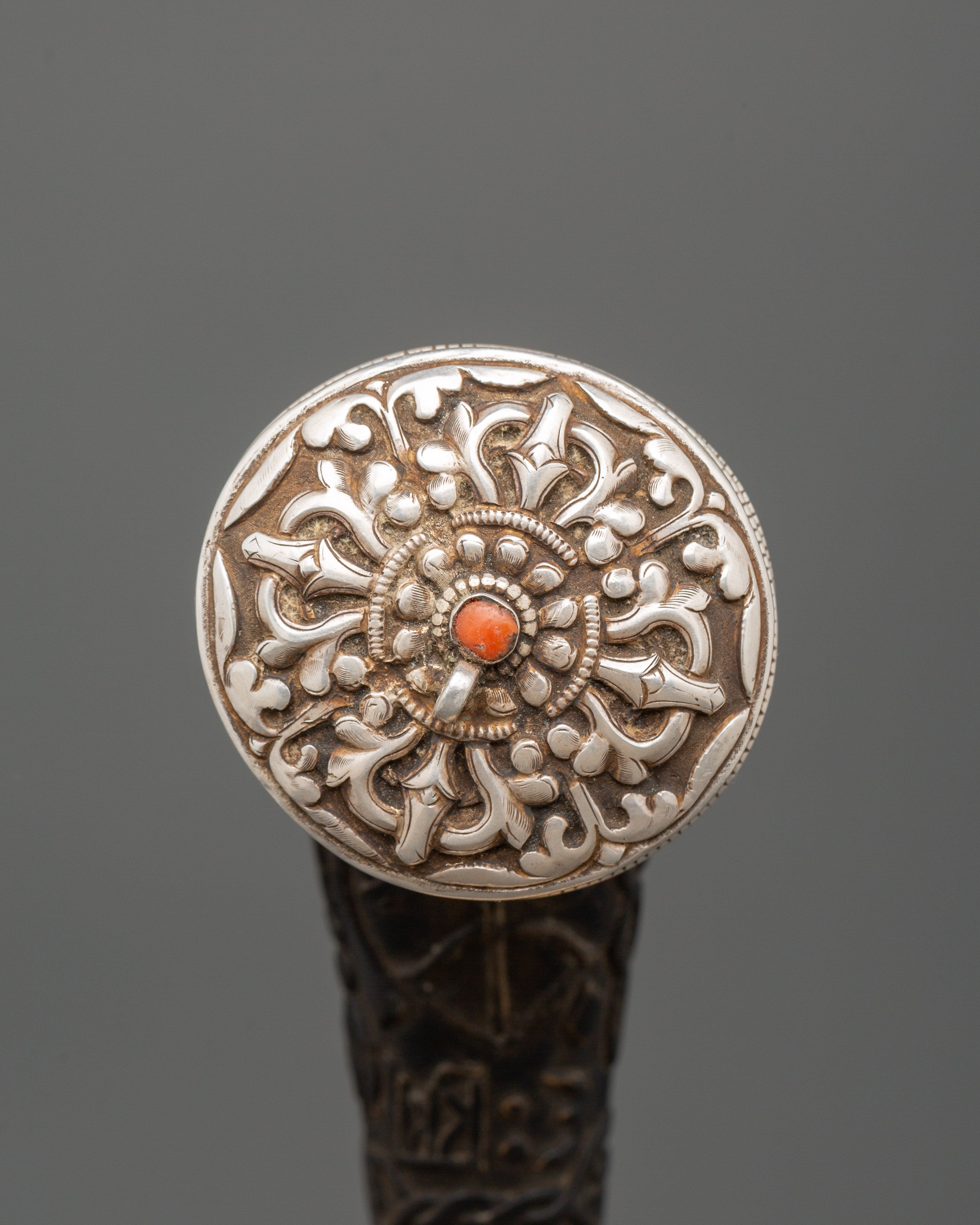 Tibetan Snuff Horn with Pure Silver and Coral | Ethically Sourced Yak Horn Snuff Box