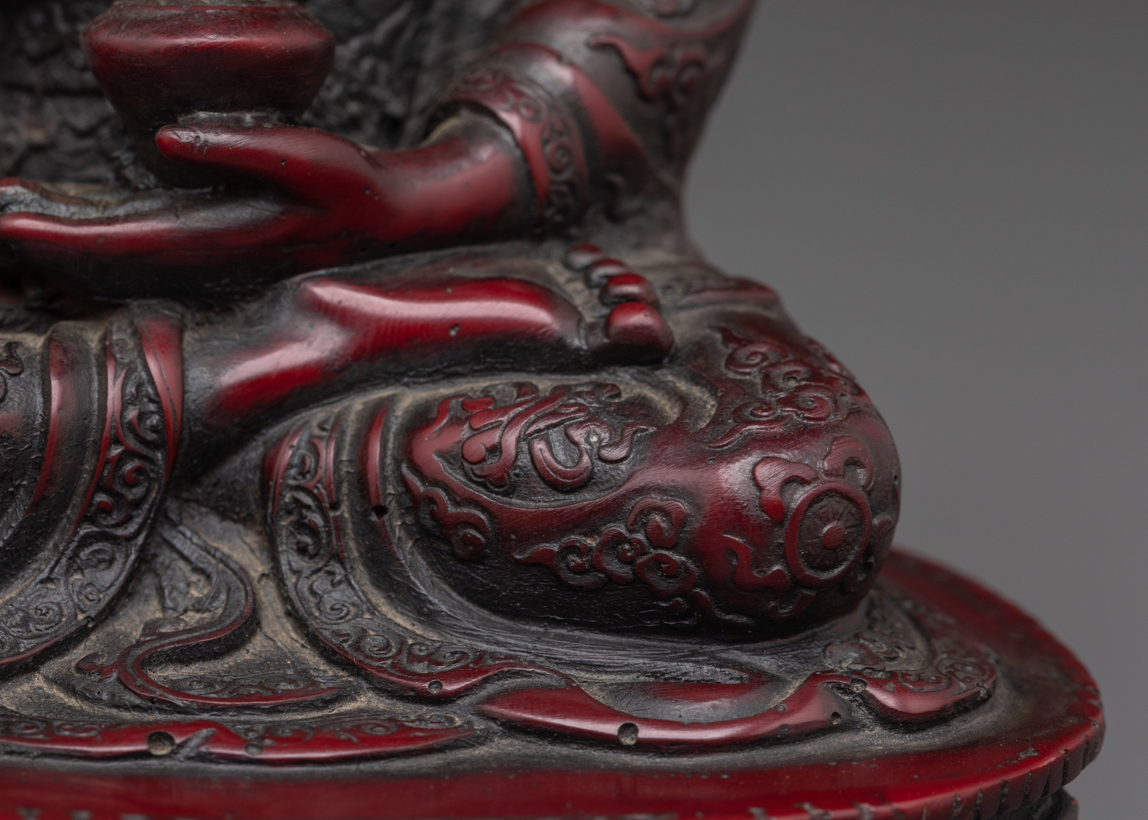 Sacred Shakyamuni Buddha Sculpture | Ceramic Red Buddha Statue for Meditation