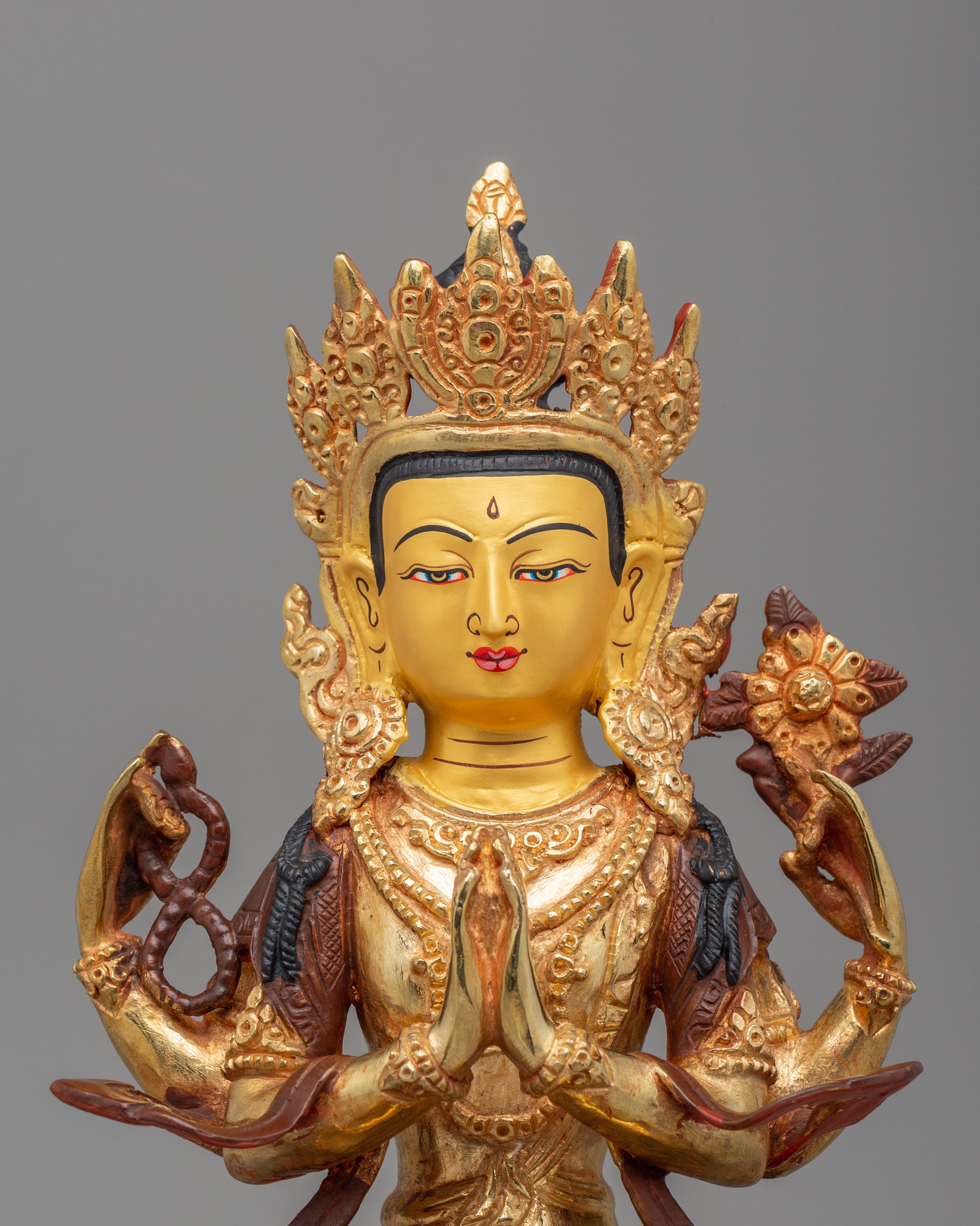 Sacred Tibetan Chenrezig Altar Figurine | Compassionate Bodhisattva Statue