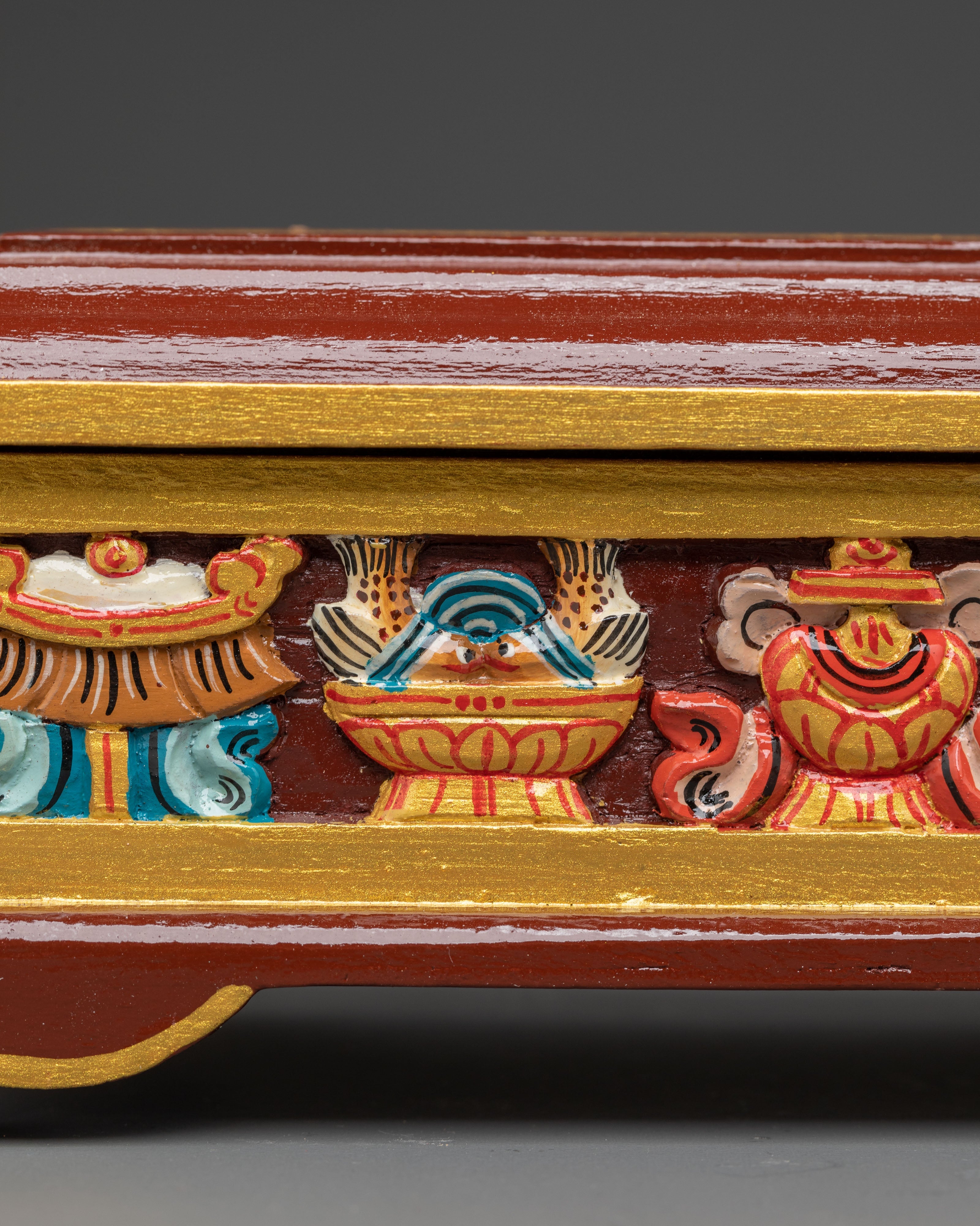 Traditional Wooden Incense Burner with 8 Auspicious Symbols
