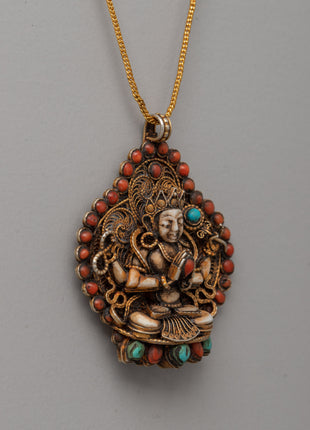 Handicraft Buddhist Filigree Locket | Meditation & Spiritual Wear