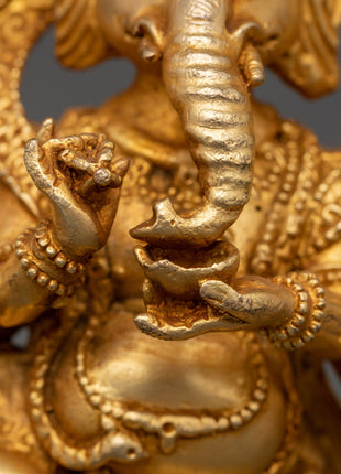 Ganesha Statue with One Leg Raised & Multiple Arms | Ganapati in Copper