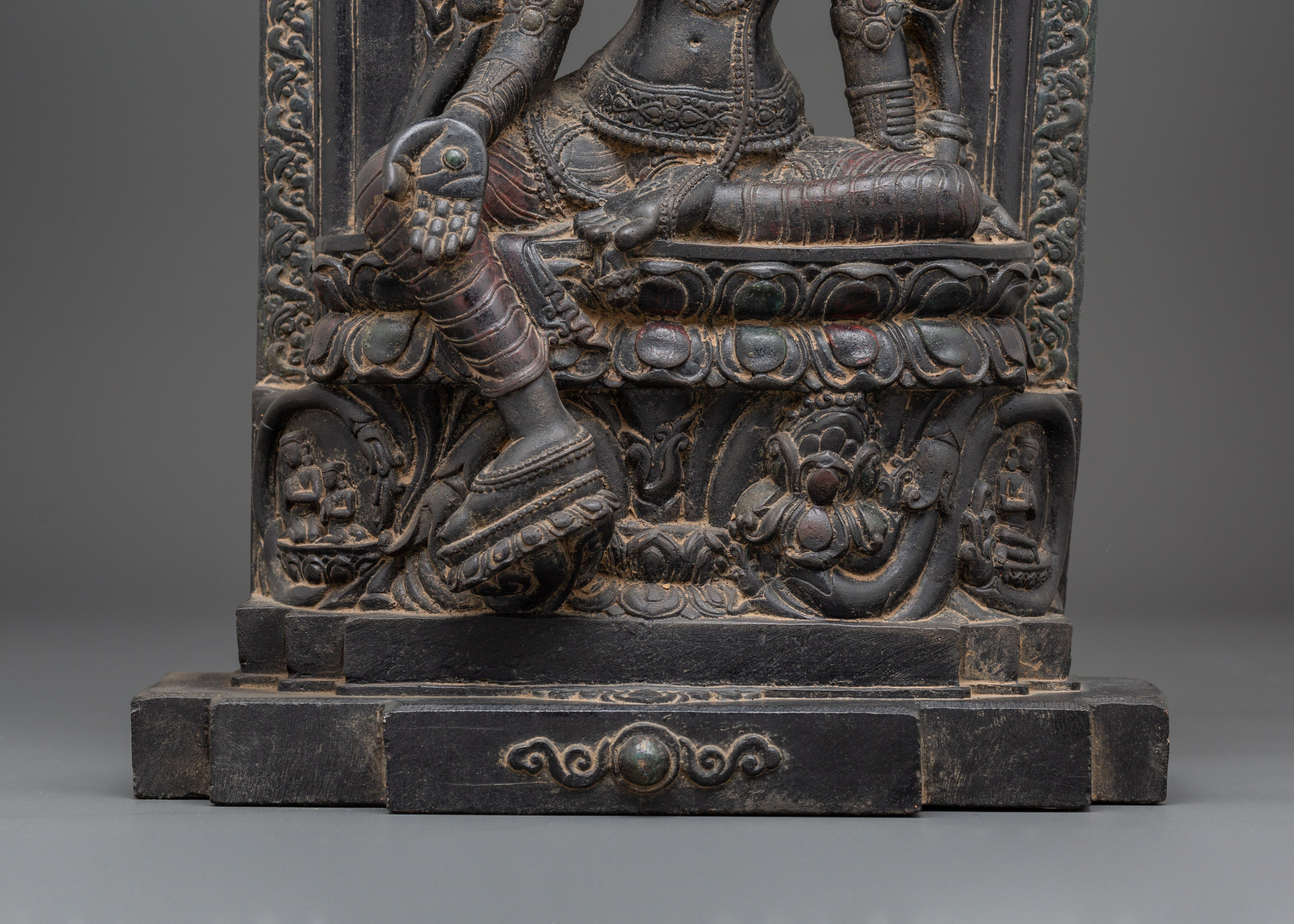 Compassion Deity Green Tara on Throne | Shyama Tara Sculpture