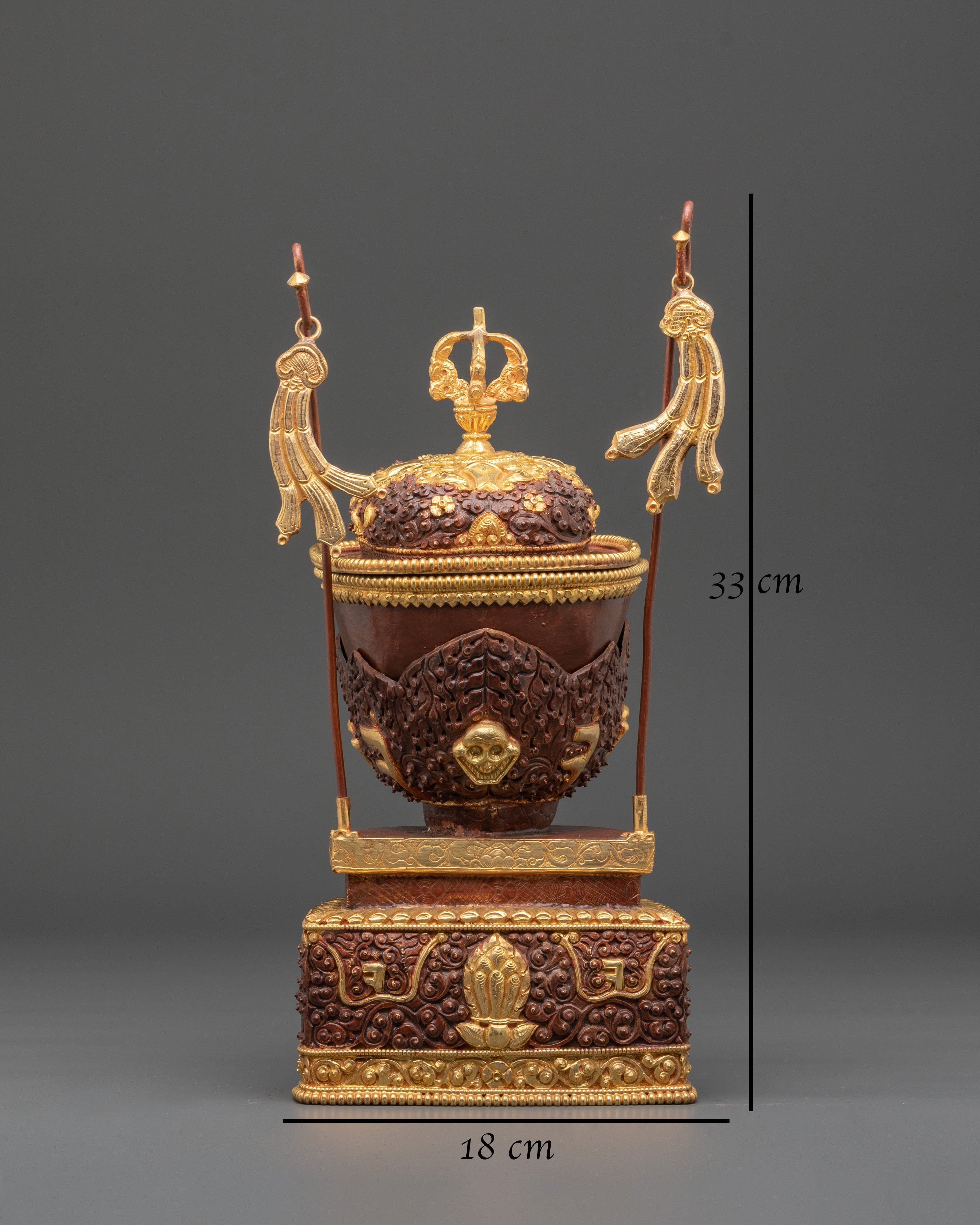 Handmade Gold Plated Kapala Set | Tibetan Ritual Skull Cup Offering Set