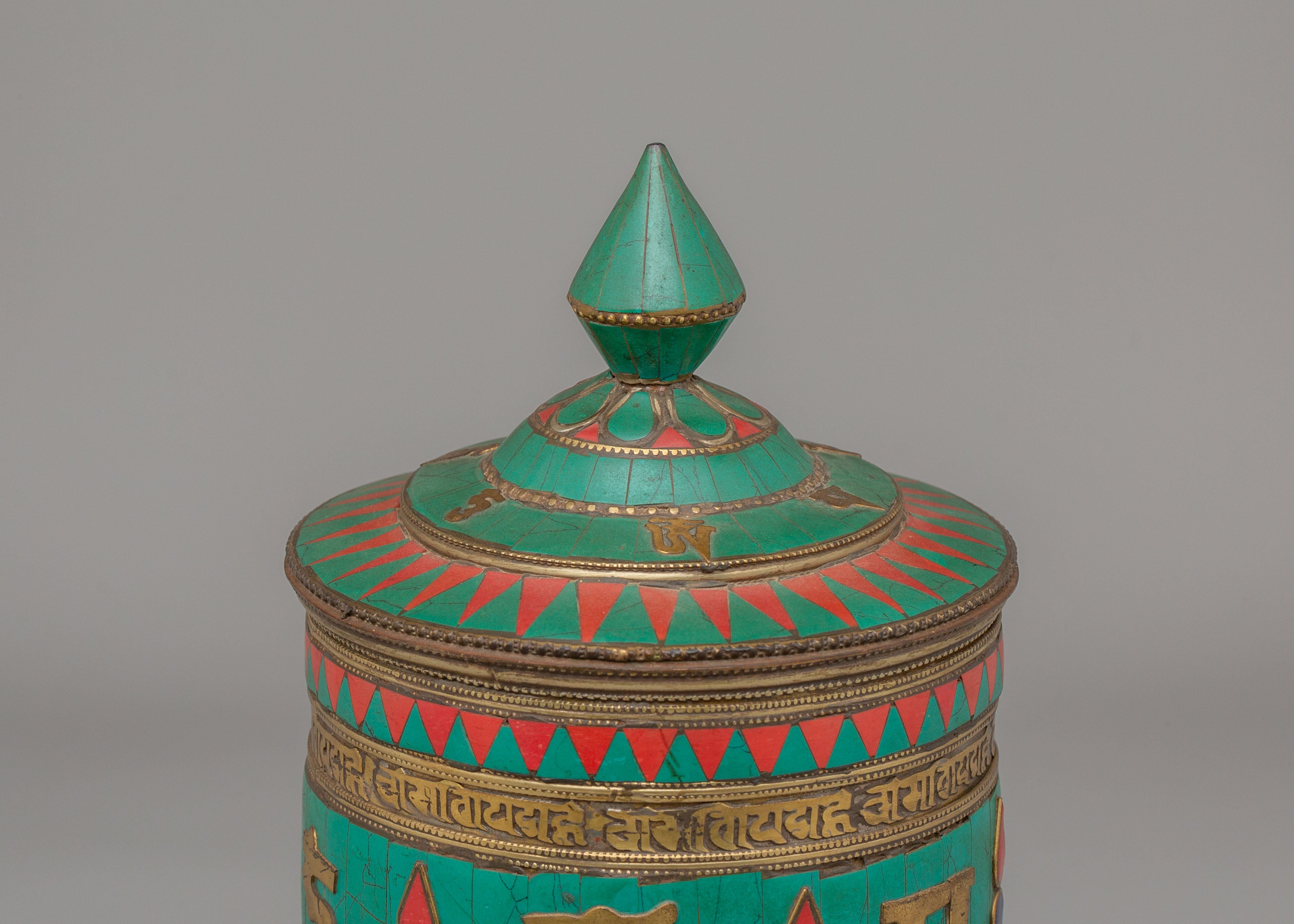 Sacred Altar Mantra Prayer Wheel | Handcrafted Tibetan Mantra Spinner