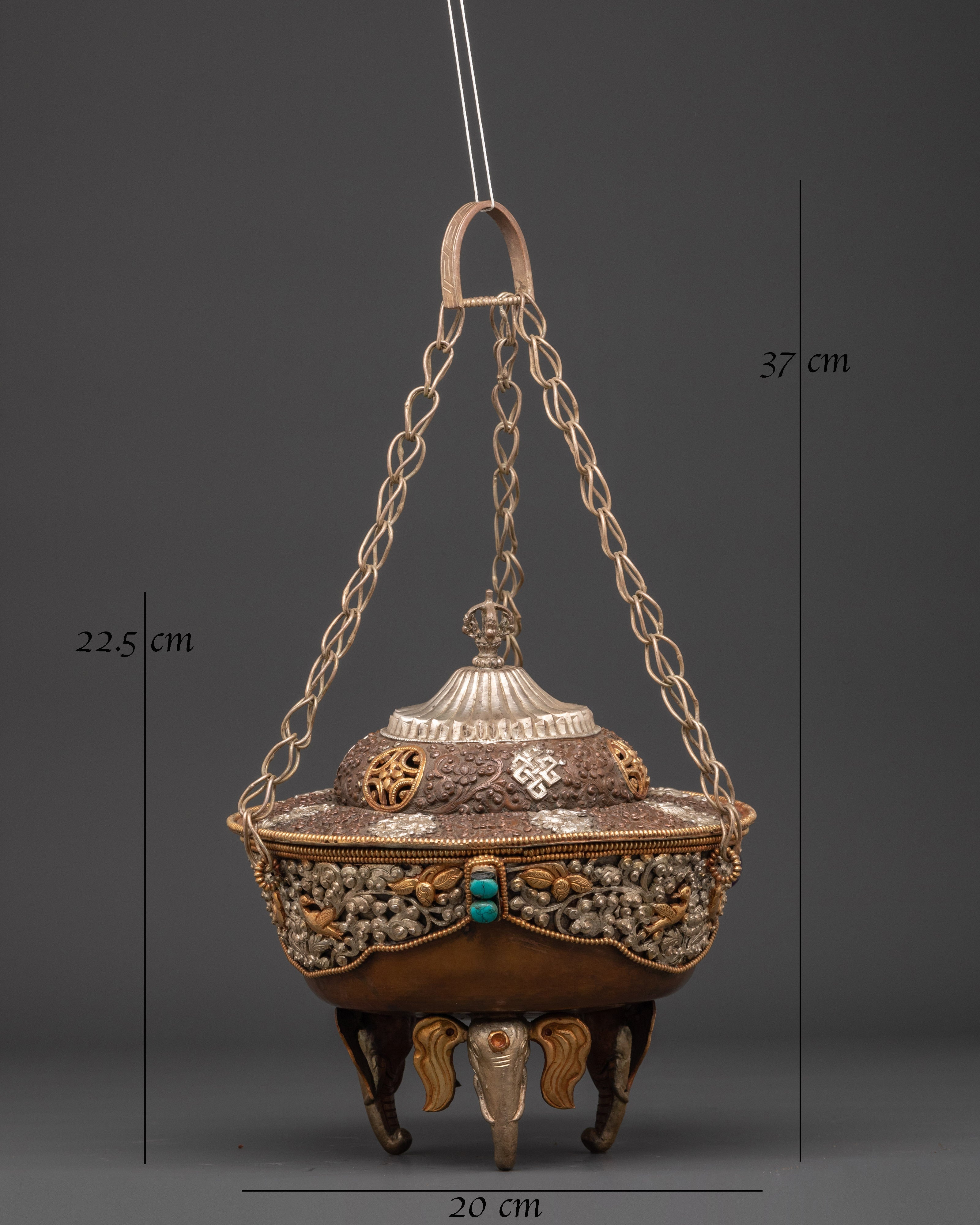 Handcrafted Hanging Tibetan Incense Burner | Sacred Ritual Censer