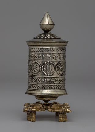 Om Mani Padme Hum Prayer Wheel with Brass Base
