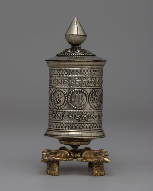 Om Mani Padme Hum Prayer Wheel with Brass Base