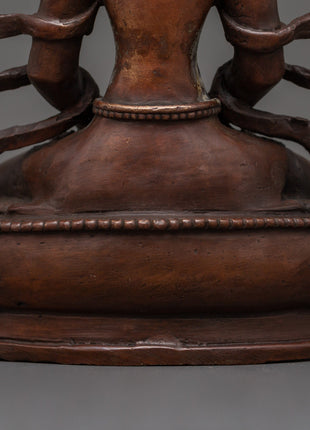 Amitayus Statue in Oxidized Copper | Spiritual Decor