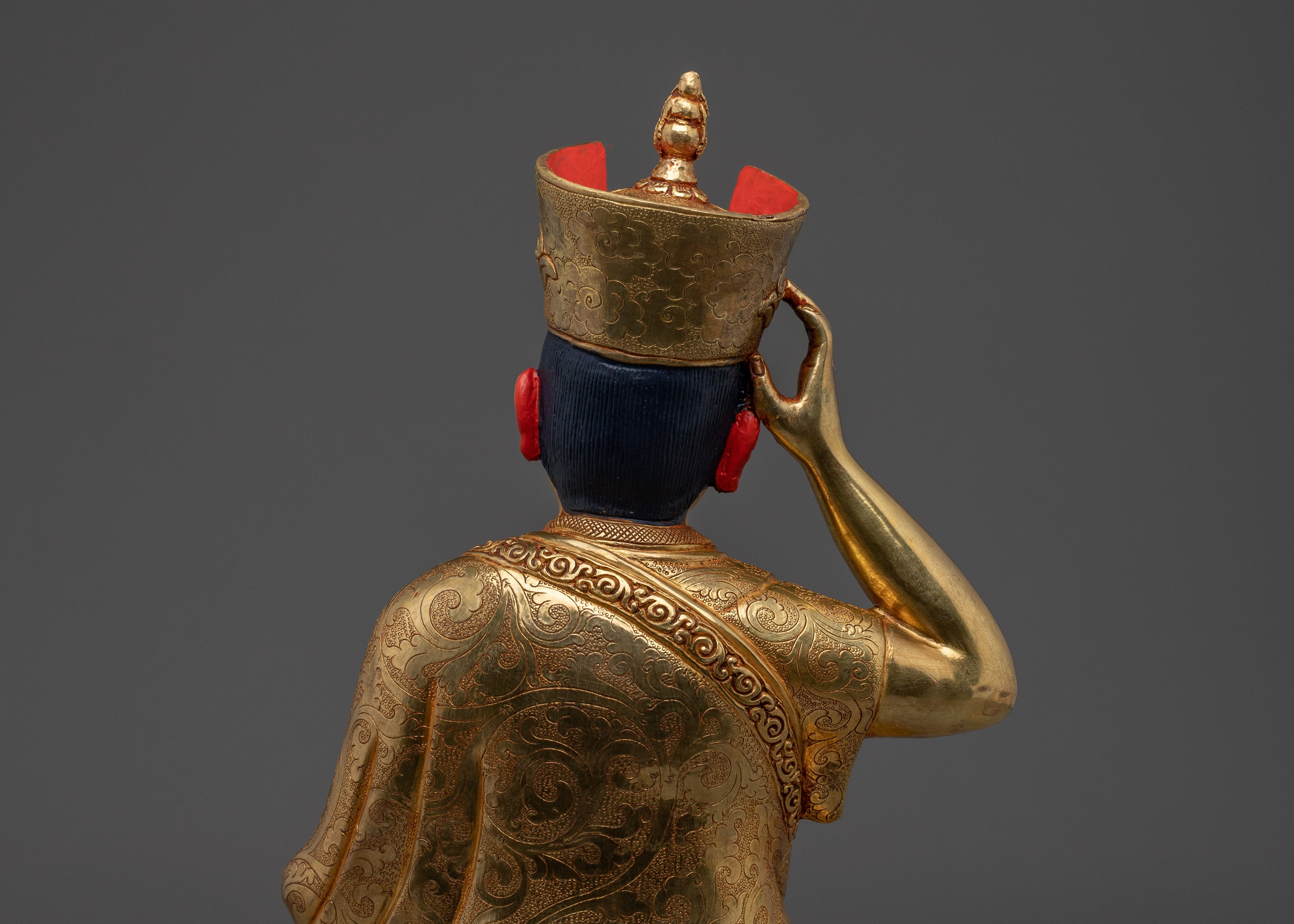 Handcrafted 24K Gold Gilded Karmapa Statue | Tibetan shrine or spiritual meditation altar