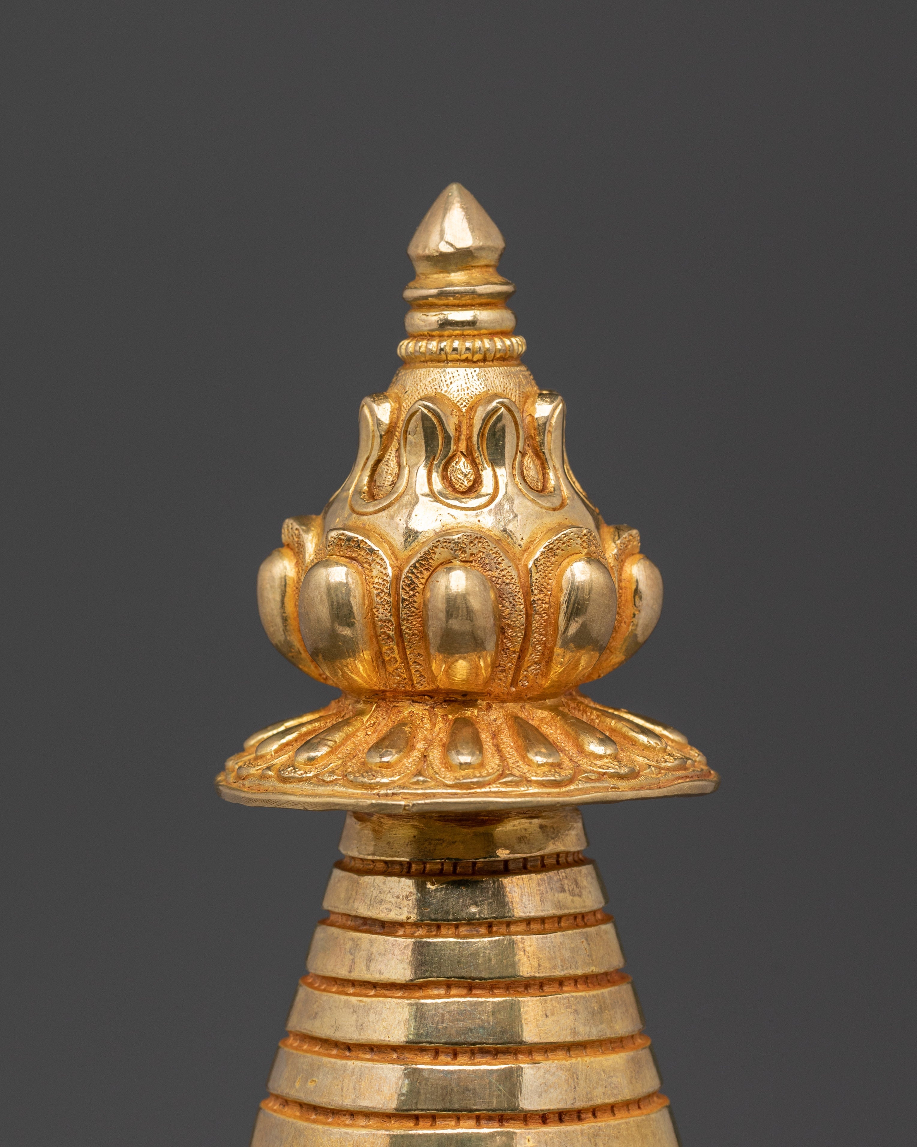 Traditional Copper Tibetan Buddhist Enlightenment Stupa | Spiritual Shrine Altar Decor
