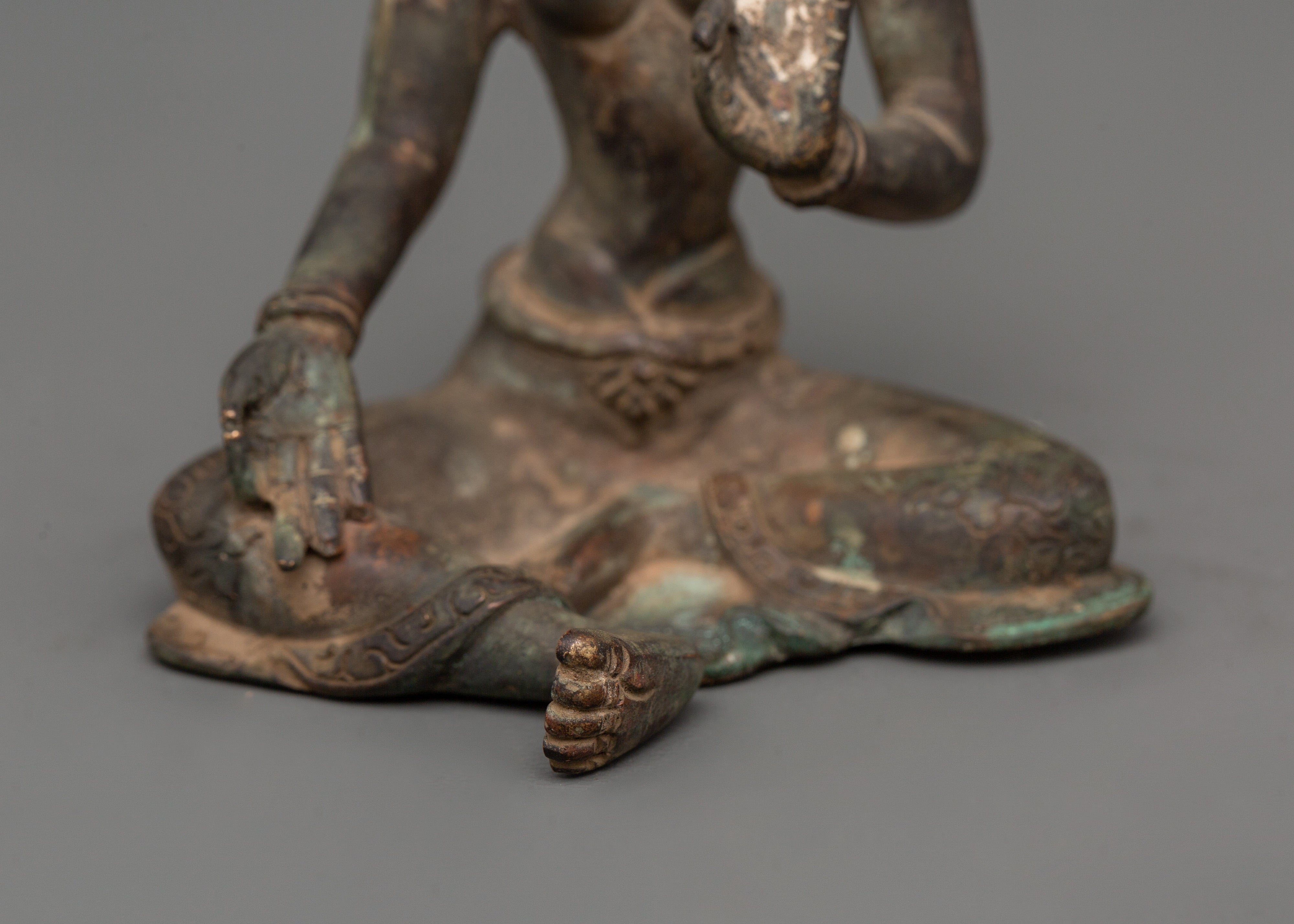 Green Tara Statue in Antique Copper Finish | Tibetan Goddess of Compassion & Protection