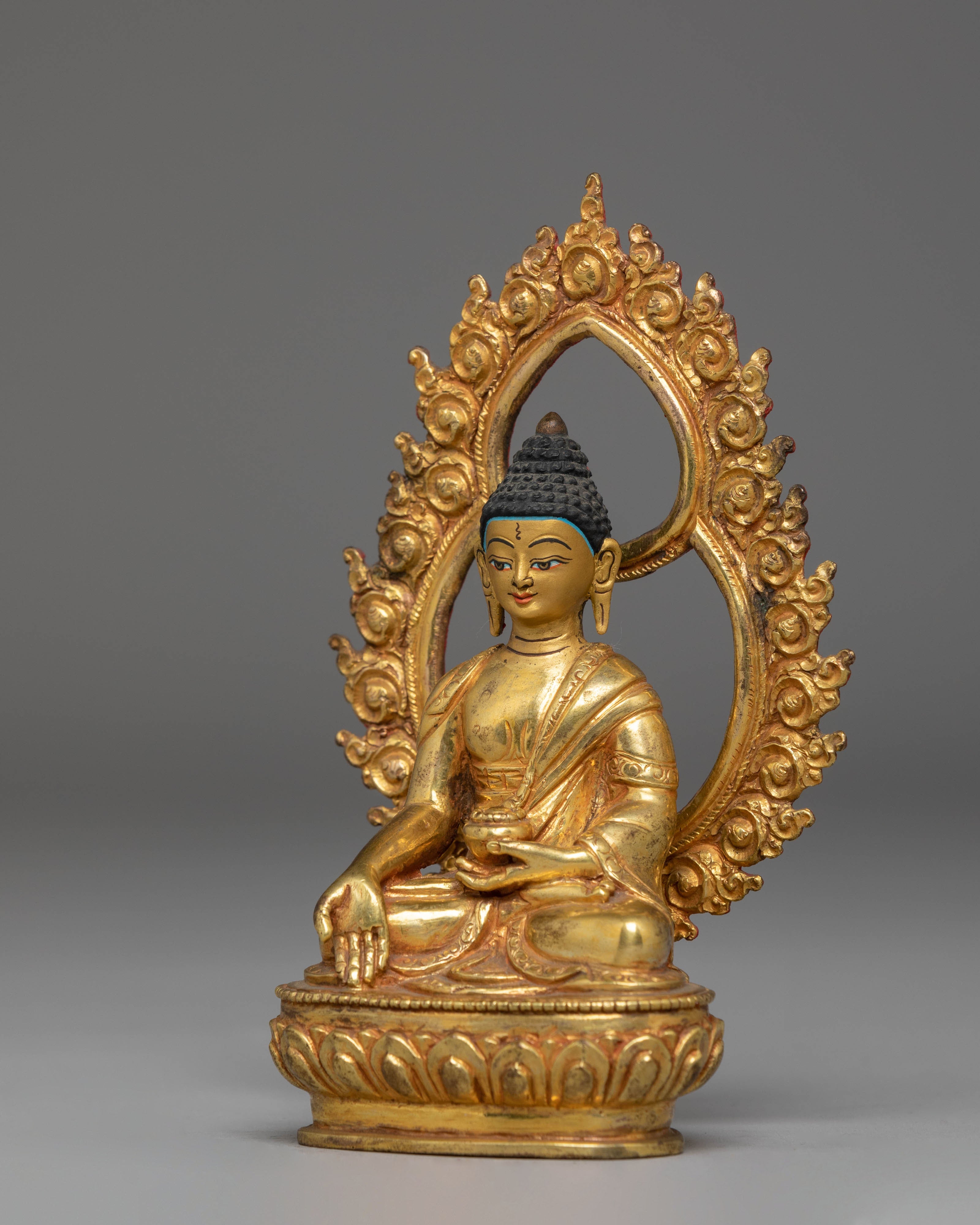 Statue of Buddha Ratnasambhava | Gold Plated Copper Buddha for Spiritual Decor
