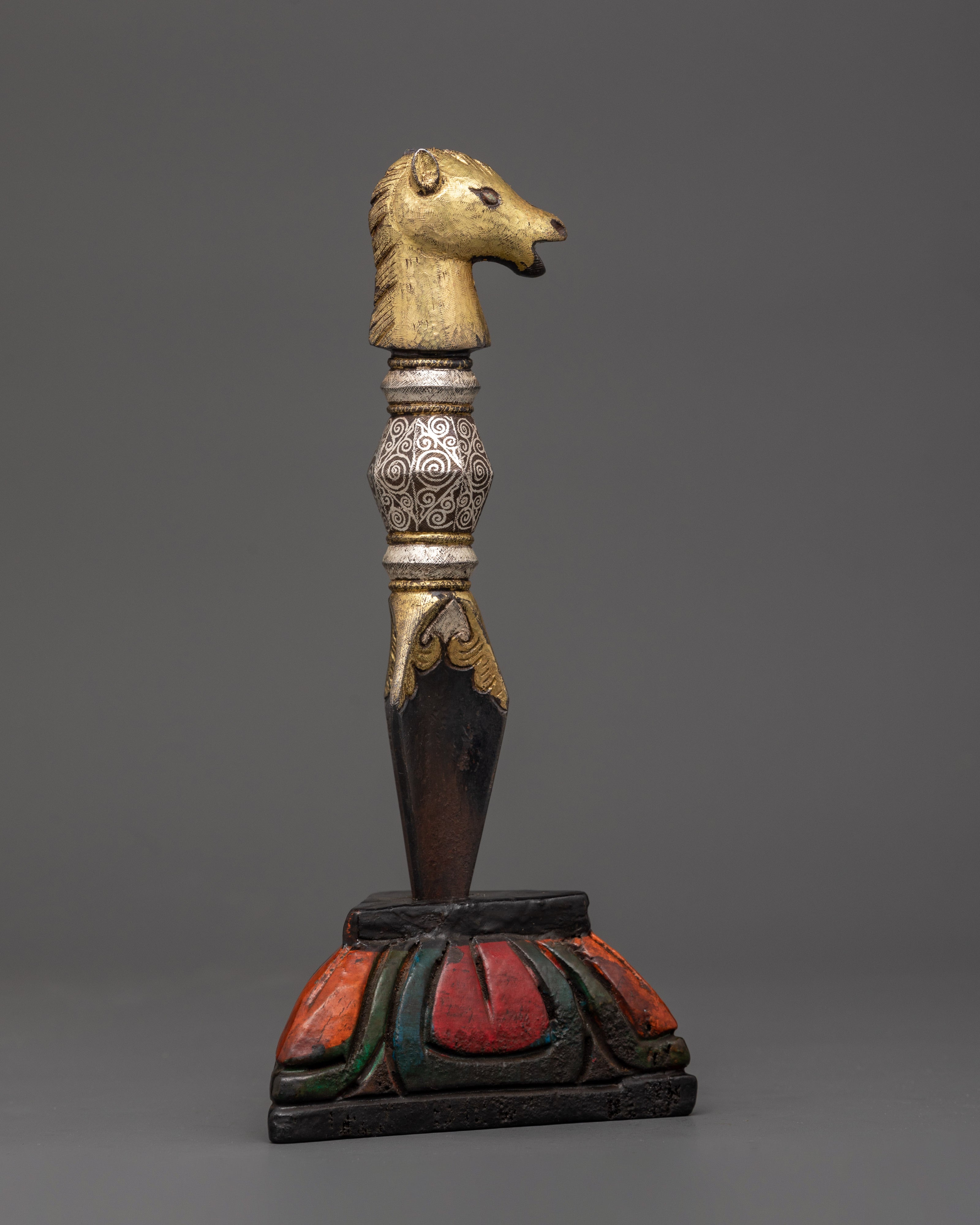 Iron Phurba with Carvings | Handcrafted Ritual Dagger for Protection
