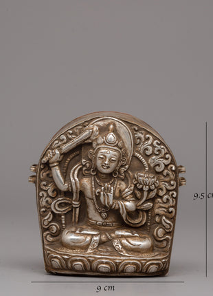 Manjushri Buddha Ghau Box in Silver | Wisdom and Enlightenment