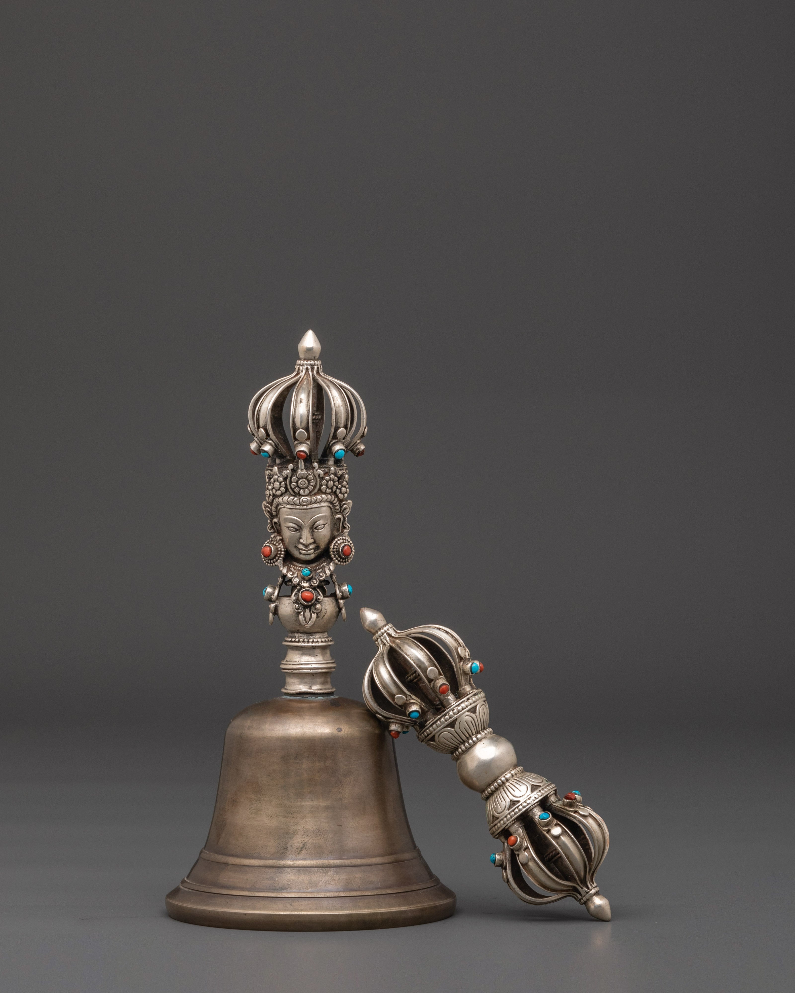Buddhist Bronze Bell and Vajra Set | Ritual Tool For Meditation