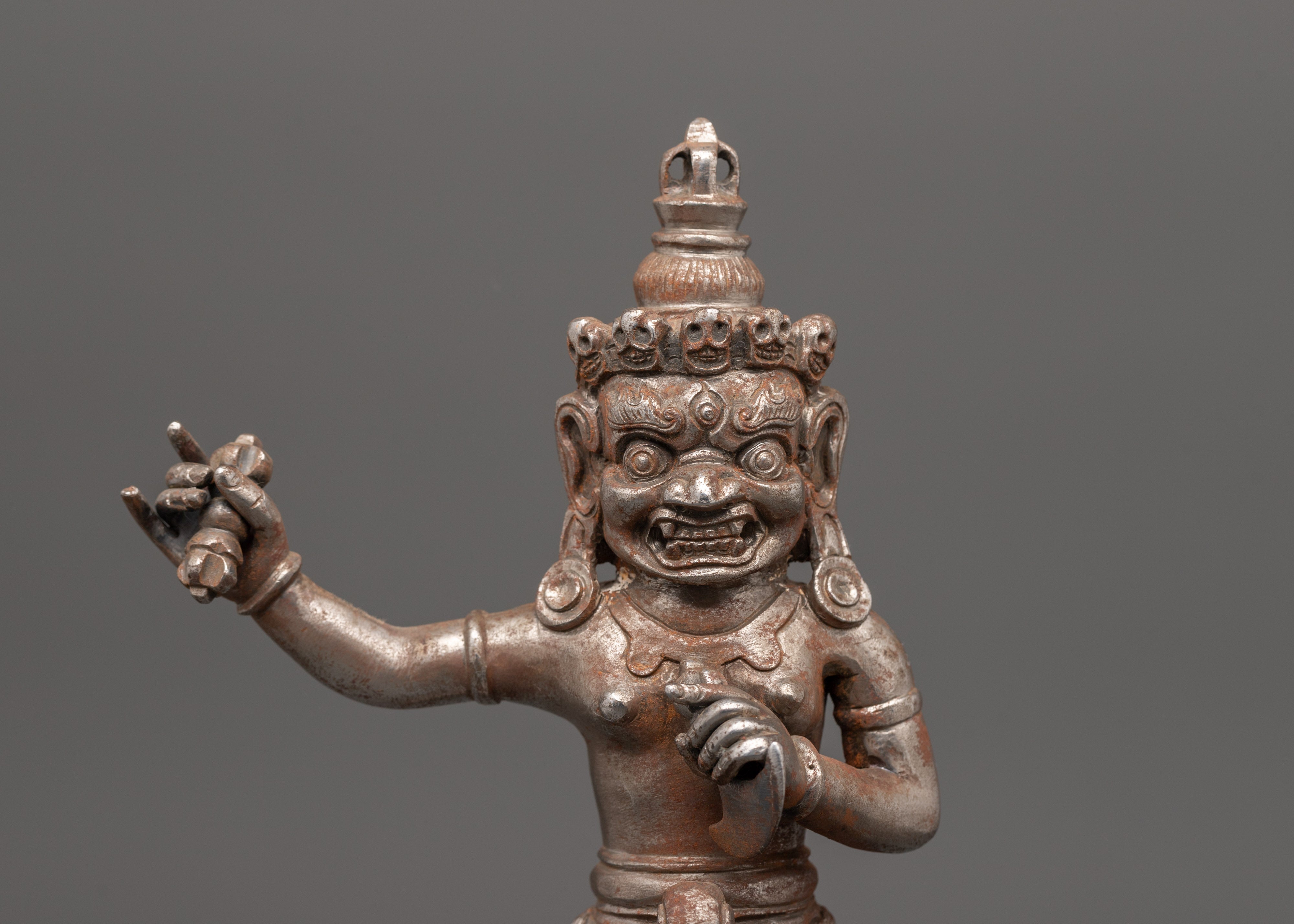 Phurba with a Wrathful Deity Holding Vajra | 25.5cm Ritual Tool