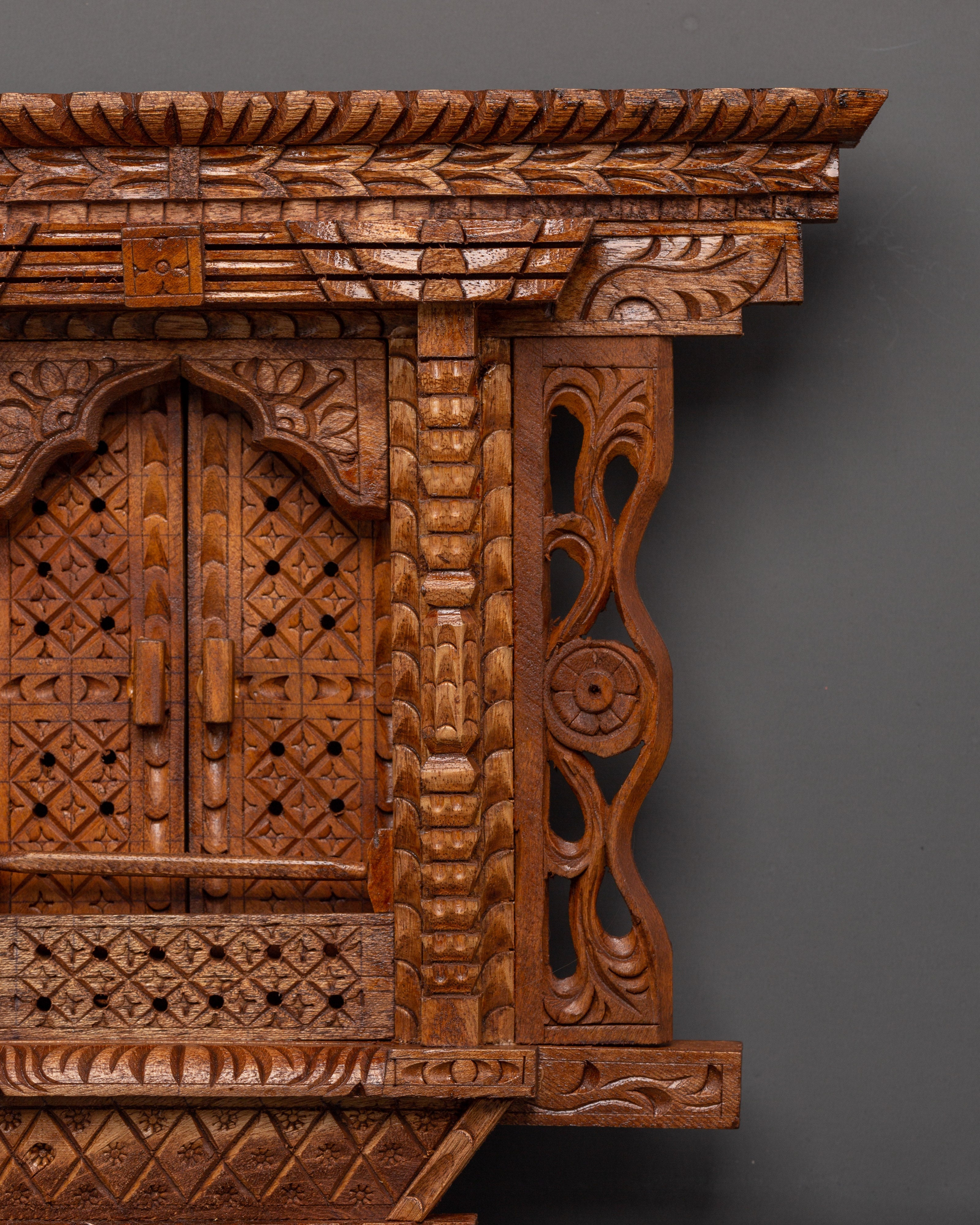 Tibetan Handcarved Wall Hanging Decor | Wooden Art for Meditation Spaces