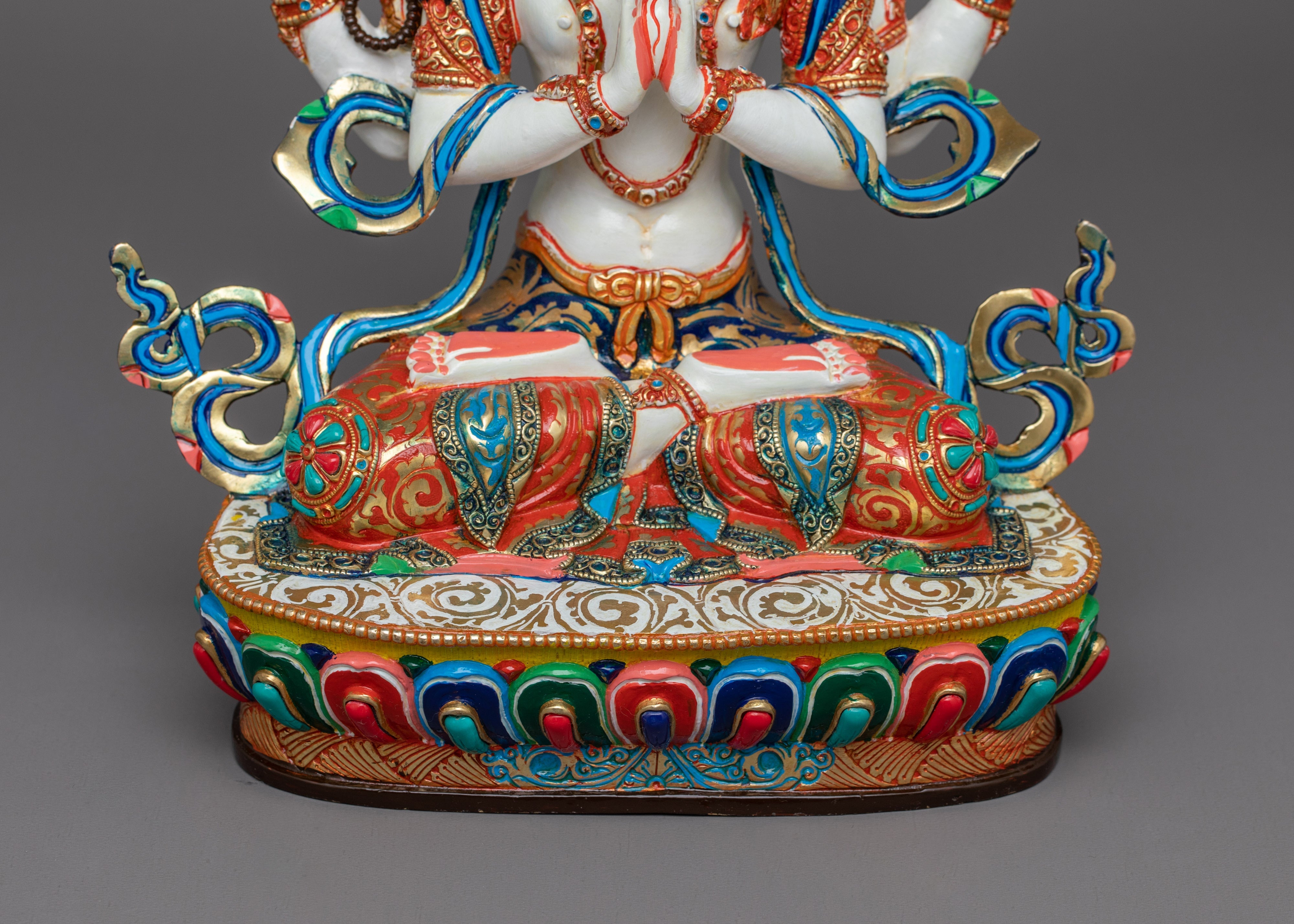 Chenrezig Buddhist Deity Sculpture | Hand-Crafted Traditional Artwork