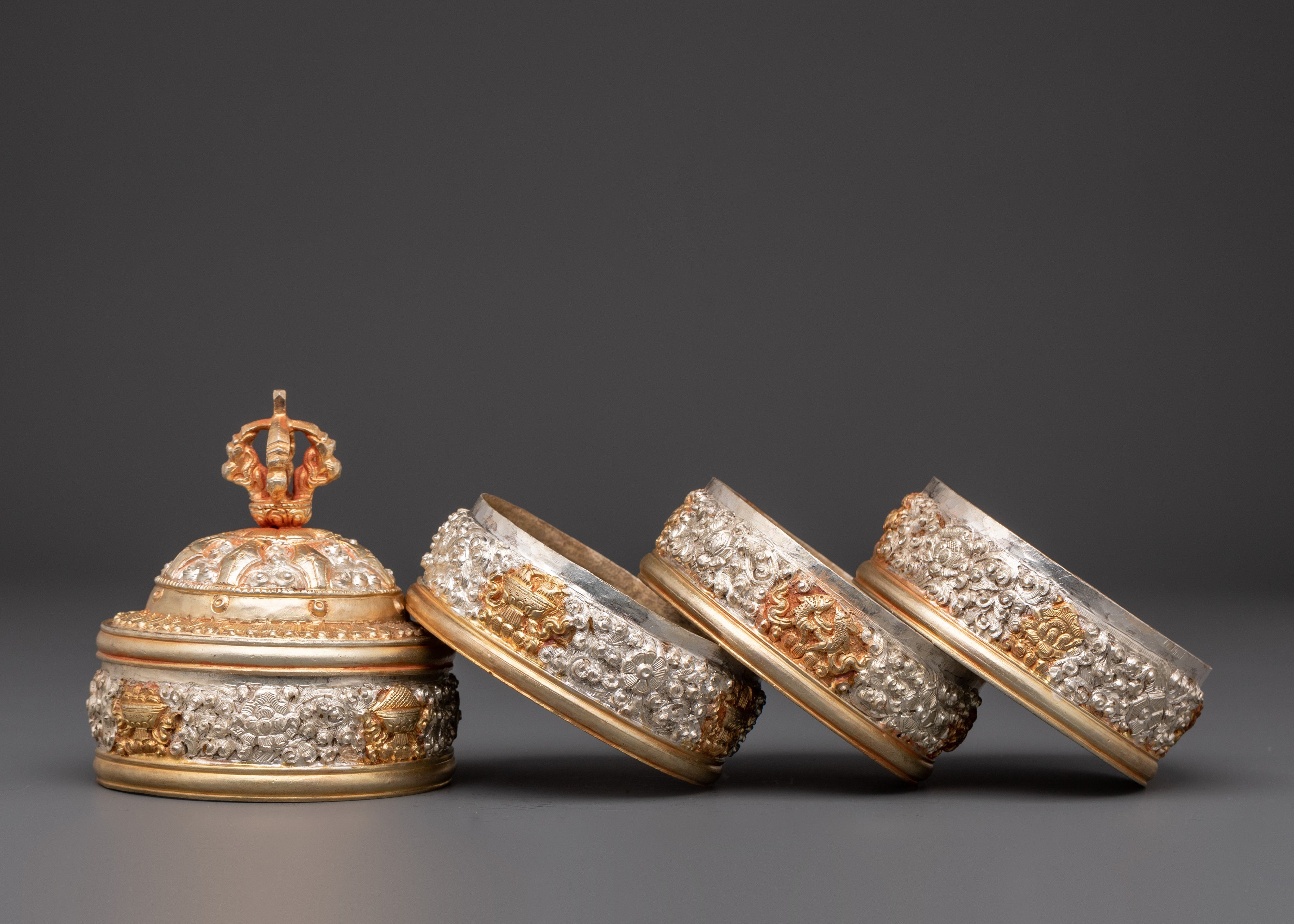 Traditional Handmade Tibetan Rice Pot | Copper with Gold & Silver Plating