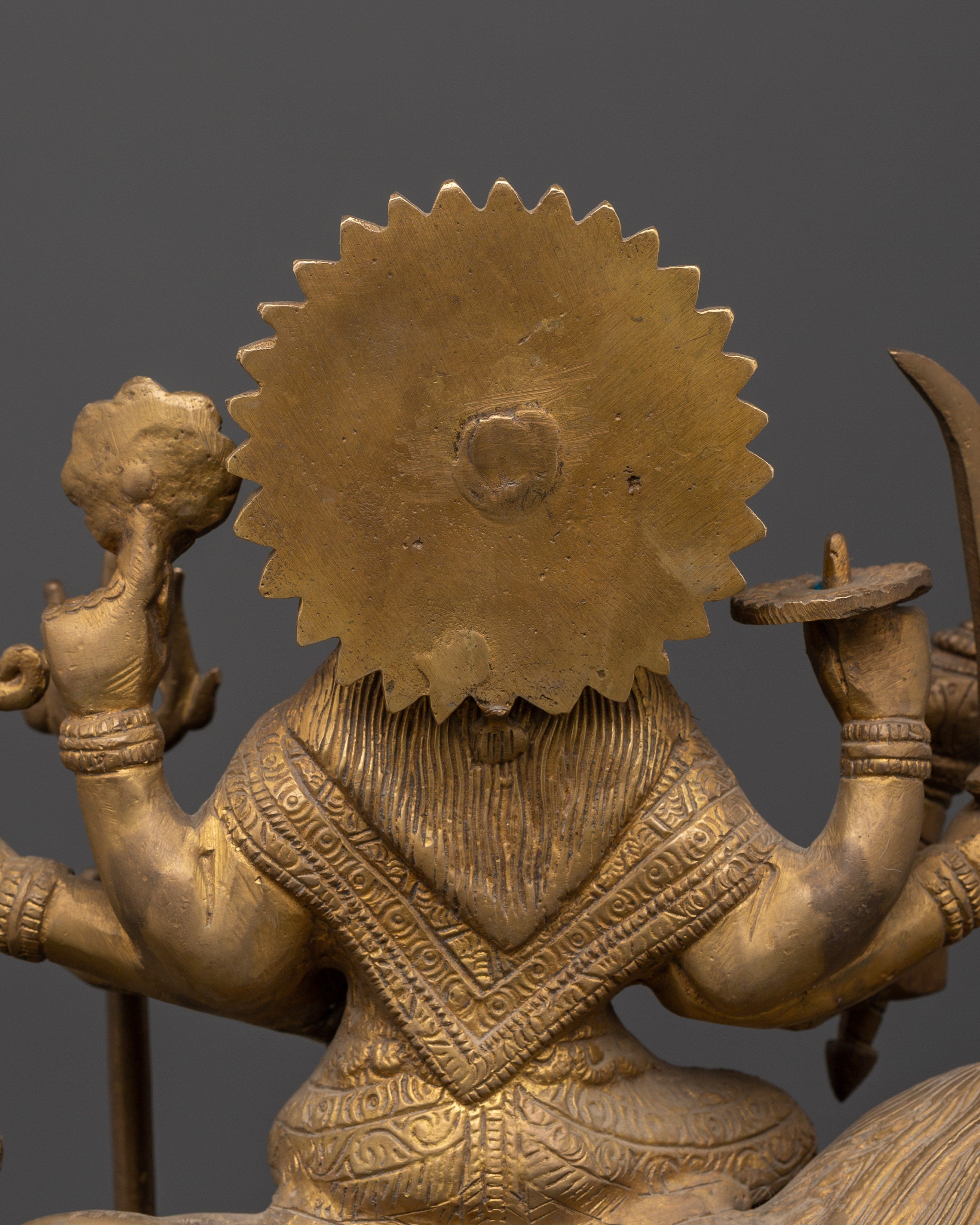 Mighty Goddess Durga Brass Statue | Hindu Deity on Lion