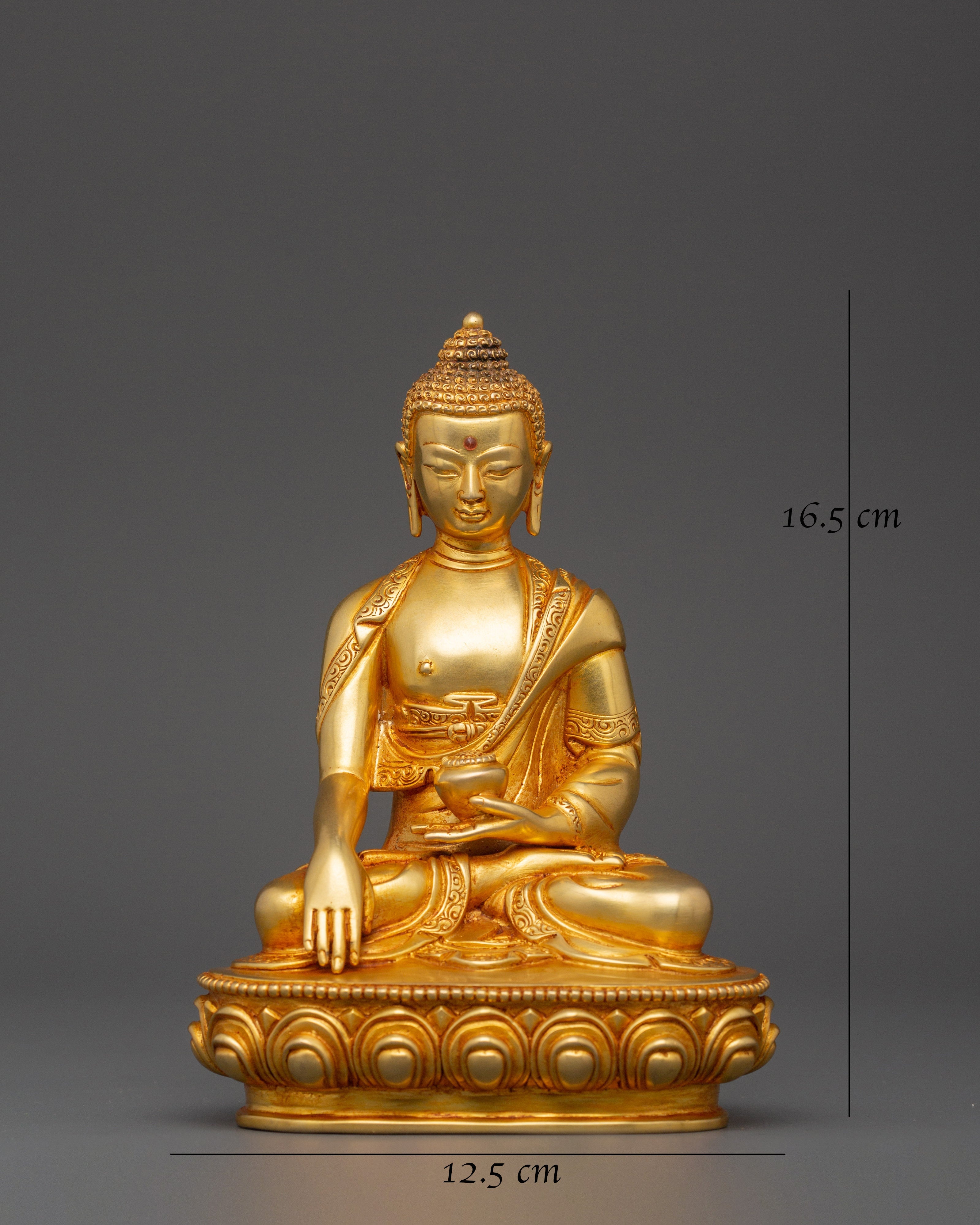 Shakyamuni Buddha Gold Plated Statue | Handcrafted Copper Deity for Meditation