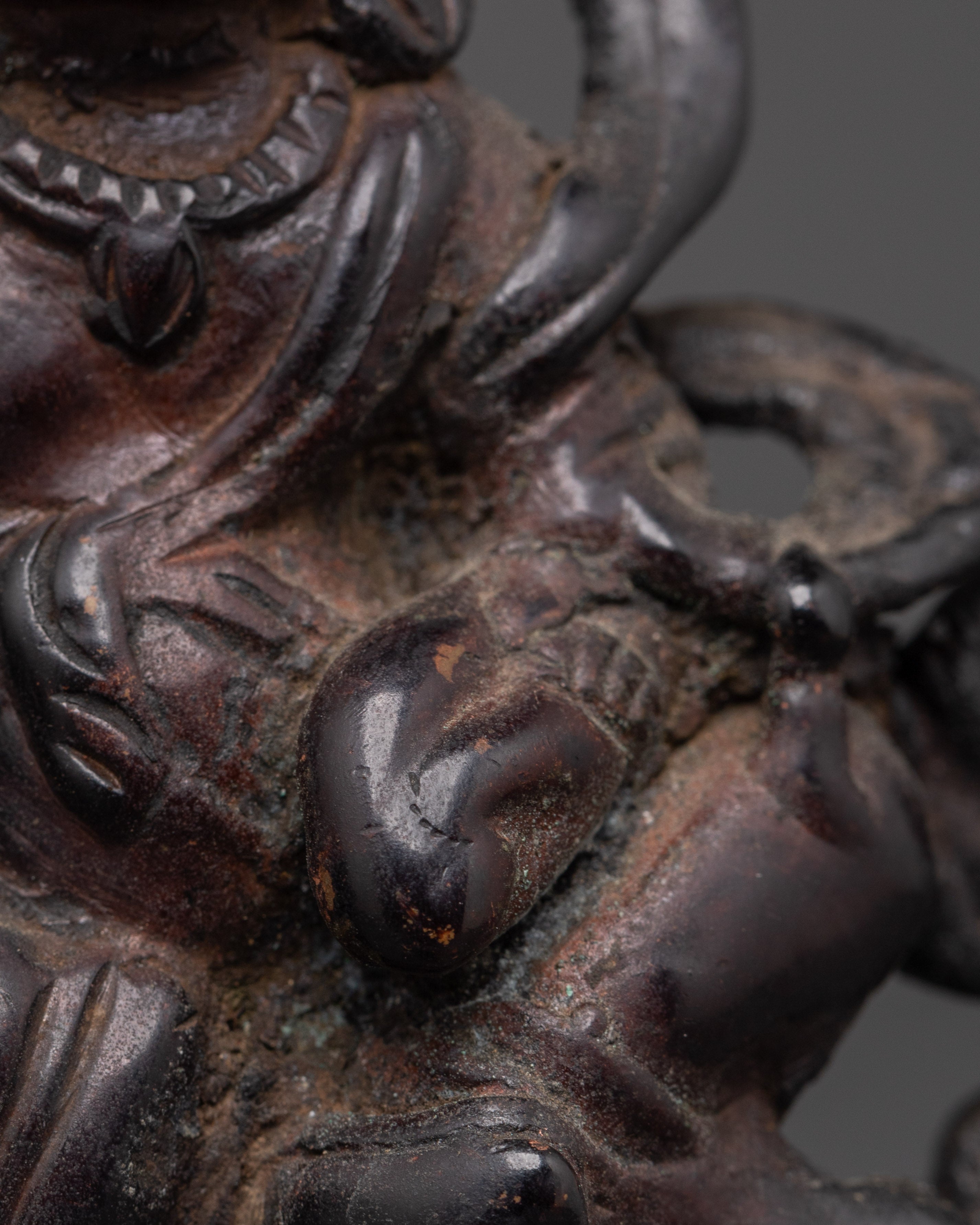 Oxidized Copper White Dzambhala Statue | Wealth and Abundance