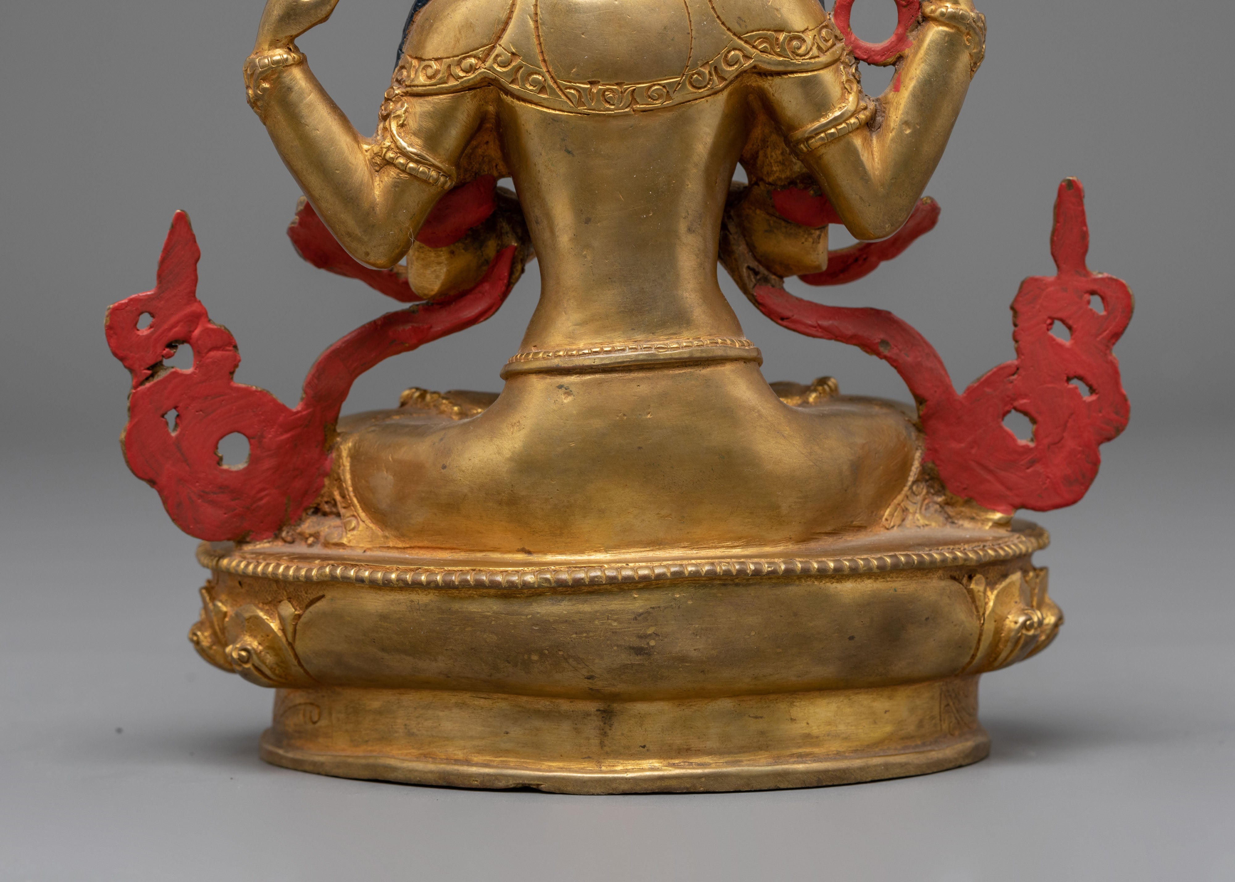 Handmade Tibetan Chenrezig Statue | One who Looks With Unwavering Eye