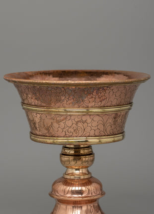 Handcrafted Copper Butter Lamp | Tibetan Light Offering Lamp for Rituals
