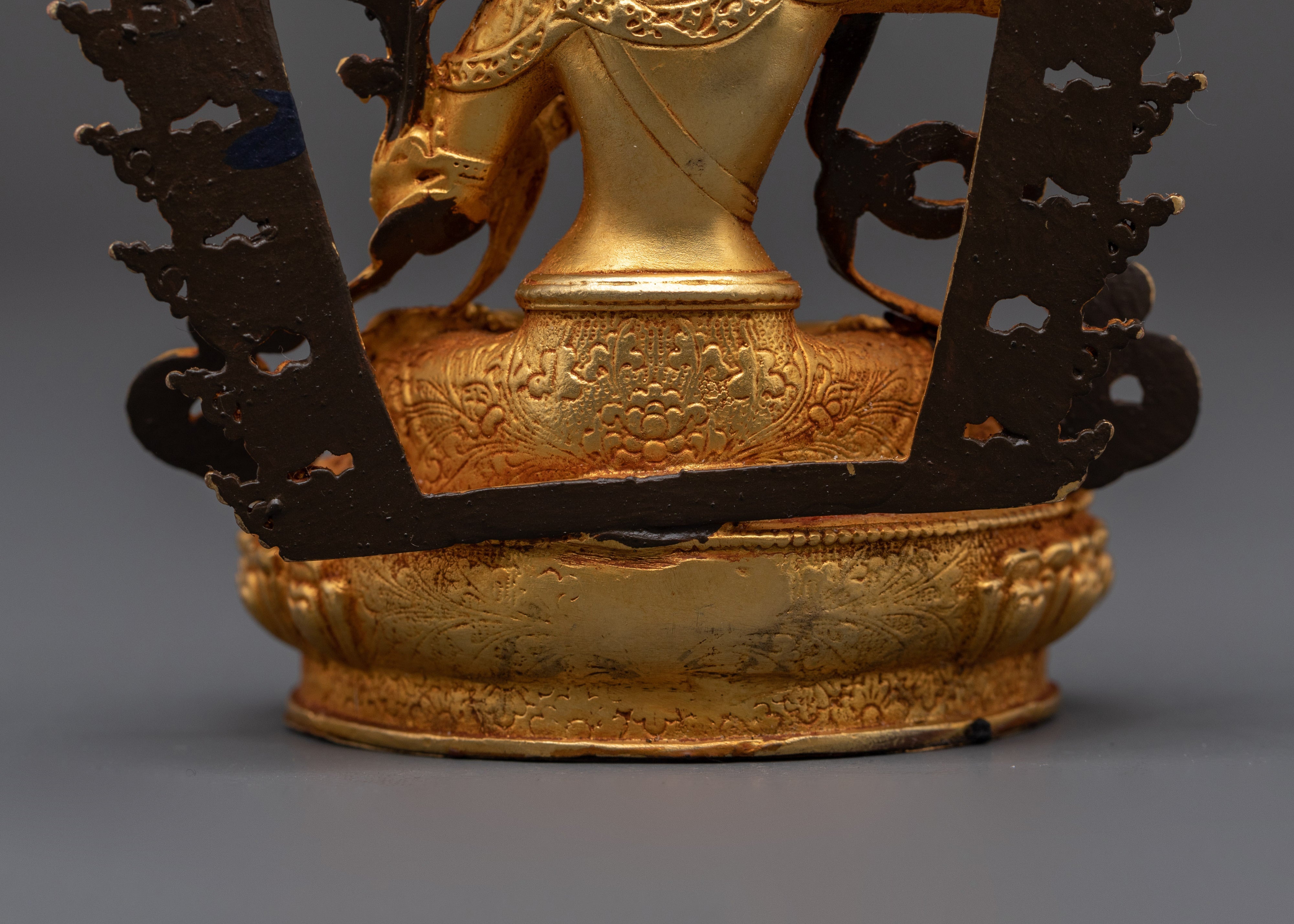 Manjushri Mahayana Deity Statue | Wisdom Bodhisattva in Gold-Plated Copper