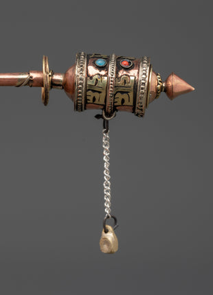Tibetan Buddhist Handheld Prayer Wheel for Meditation and Blessings