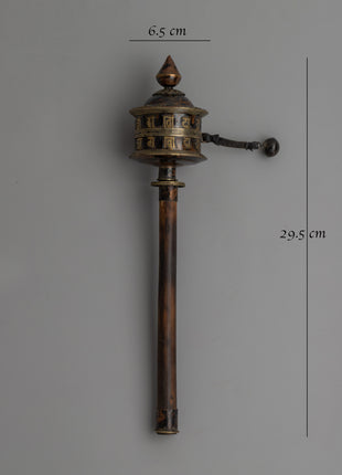 Handmade Copper & Wood Prayer Wheel for Meditation |  Ideal for Altar Spaces and Rituals