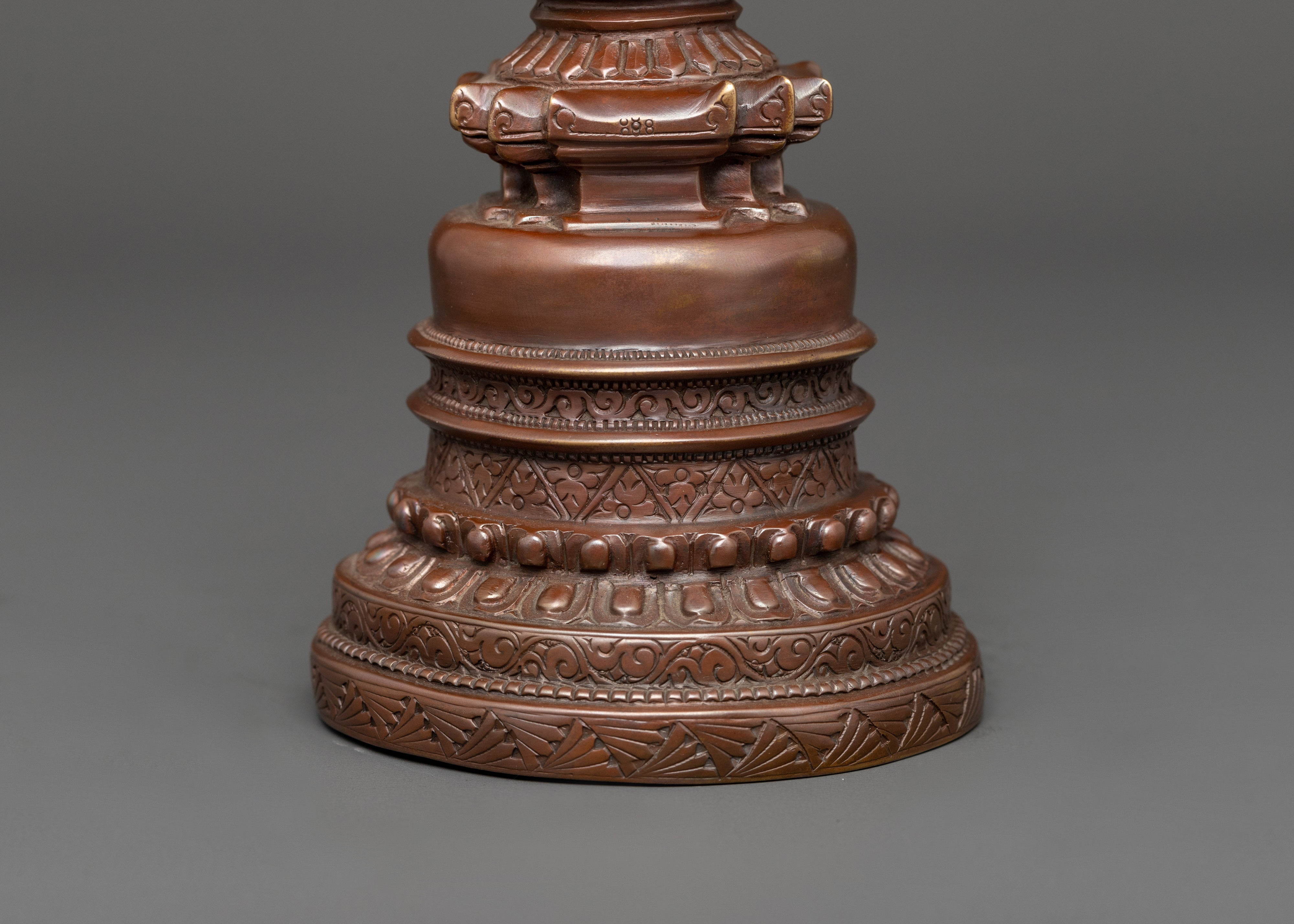 Oxidized Copper Stupa | Buddhist Shrine Artifact