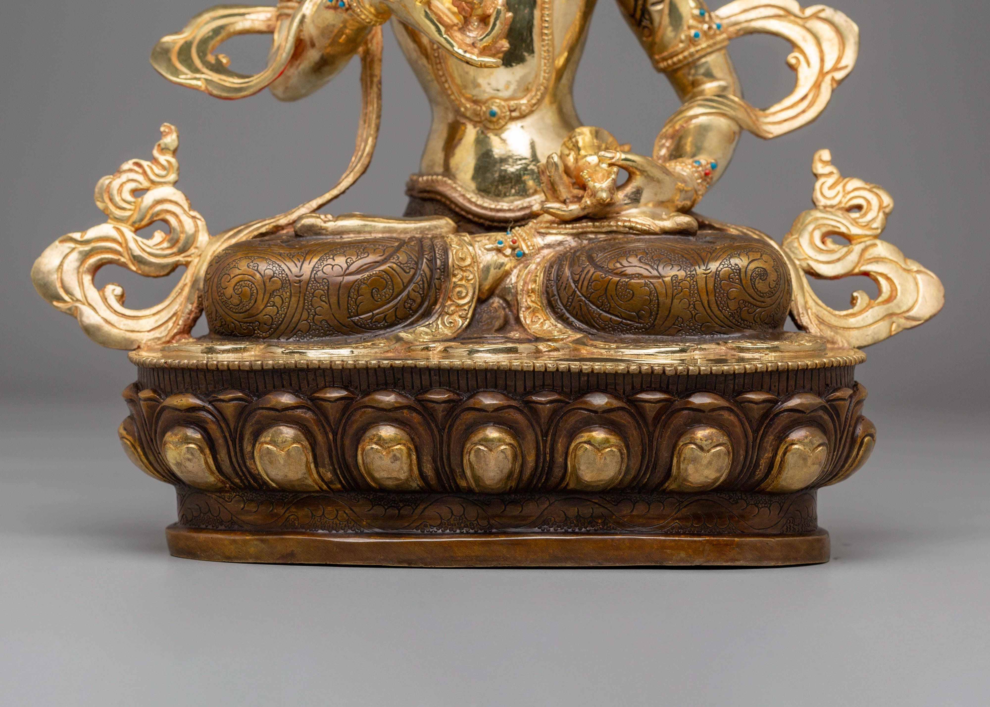 Vajrasattva Handmade Copper Statue | 24K Gold Plated with Gemstone
