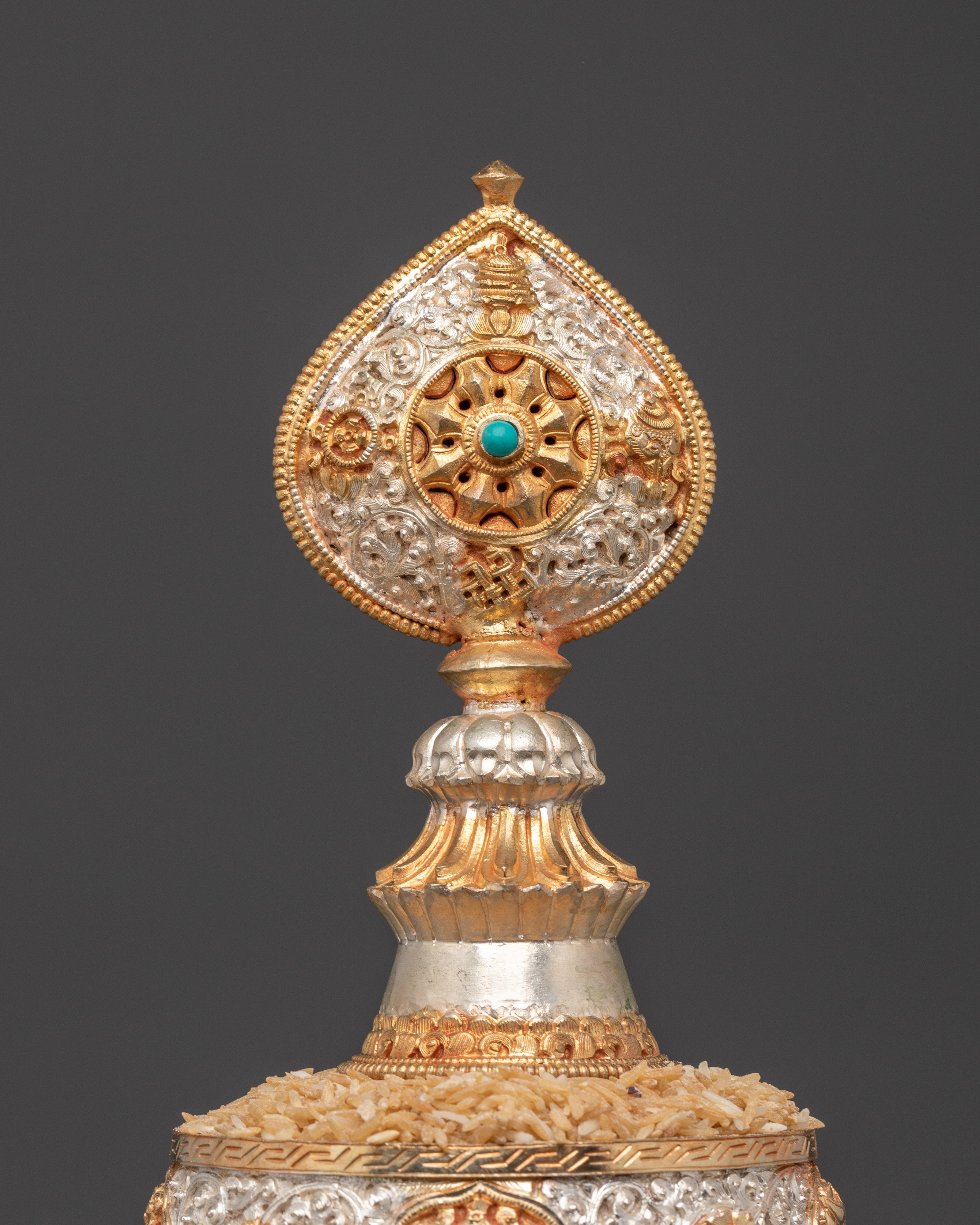 Silver Plated Mandala | Copper Design with Gold Plating & Turquoise