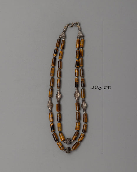 Handcrafted Himalayan Gemstone & White Metal Necklace | Traditional Artisan Design